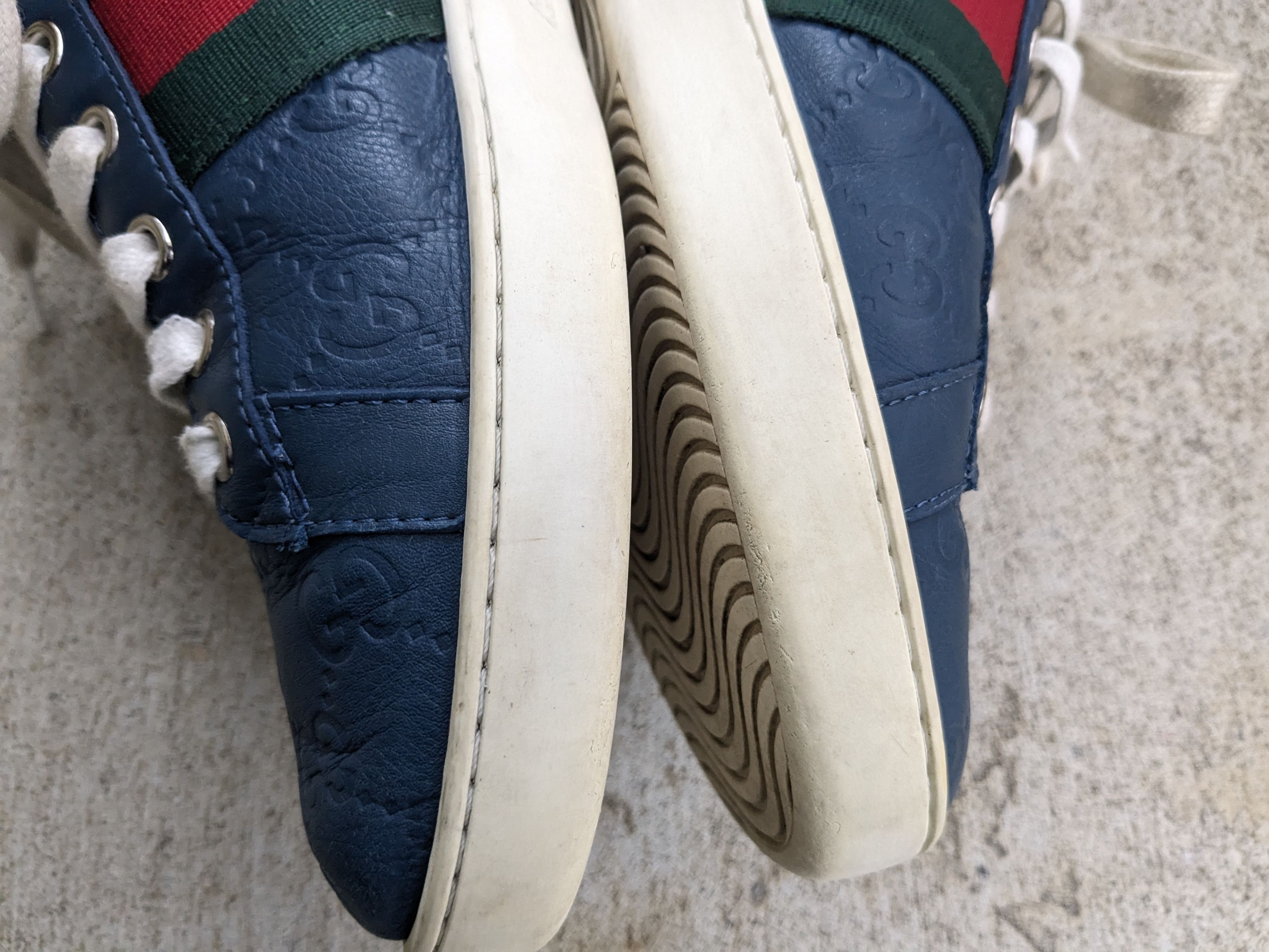 Gucci Gucci Sneakers Blue 9.5 Monogram Low Top Leather Logo Size US 9.5 / EU 42-43 - 13 Thumbnail