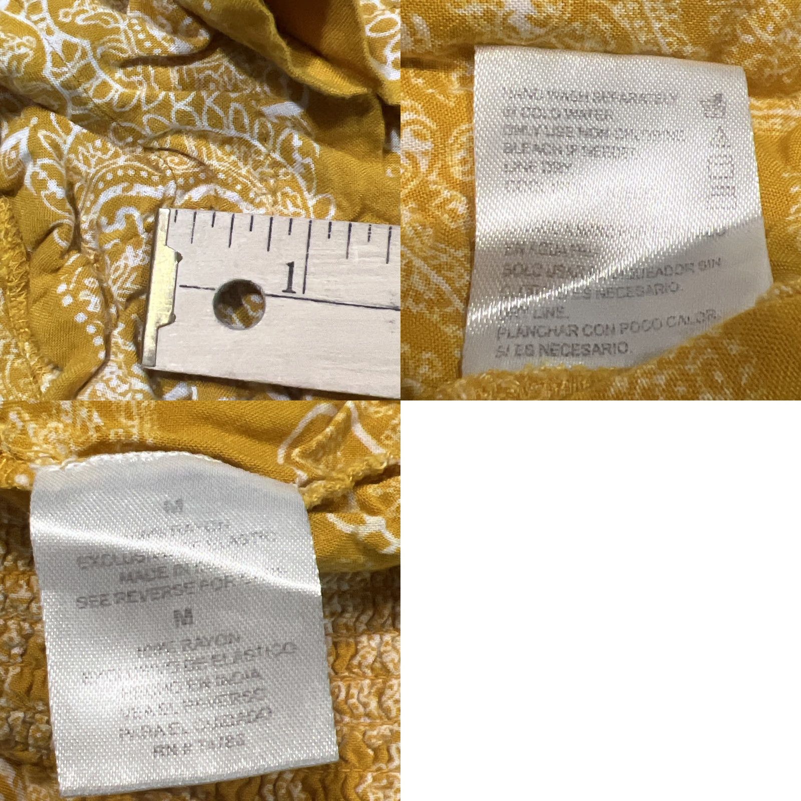 Vintage Women’s Shorts M Elastic Waist Drawstring Paisley Bandana Print Yellow 26” W Size 32" / US 10 / IT 46 - 8 Thumbnail