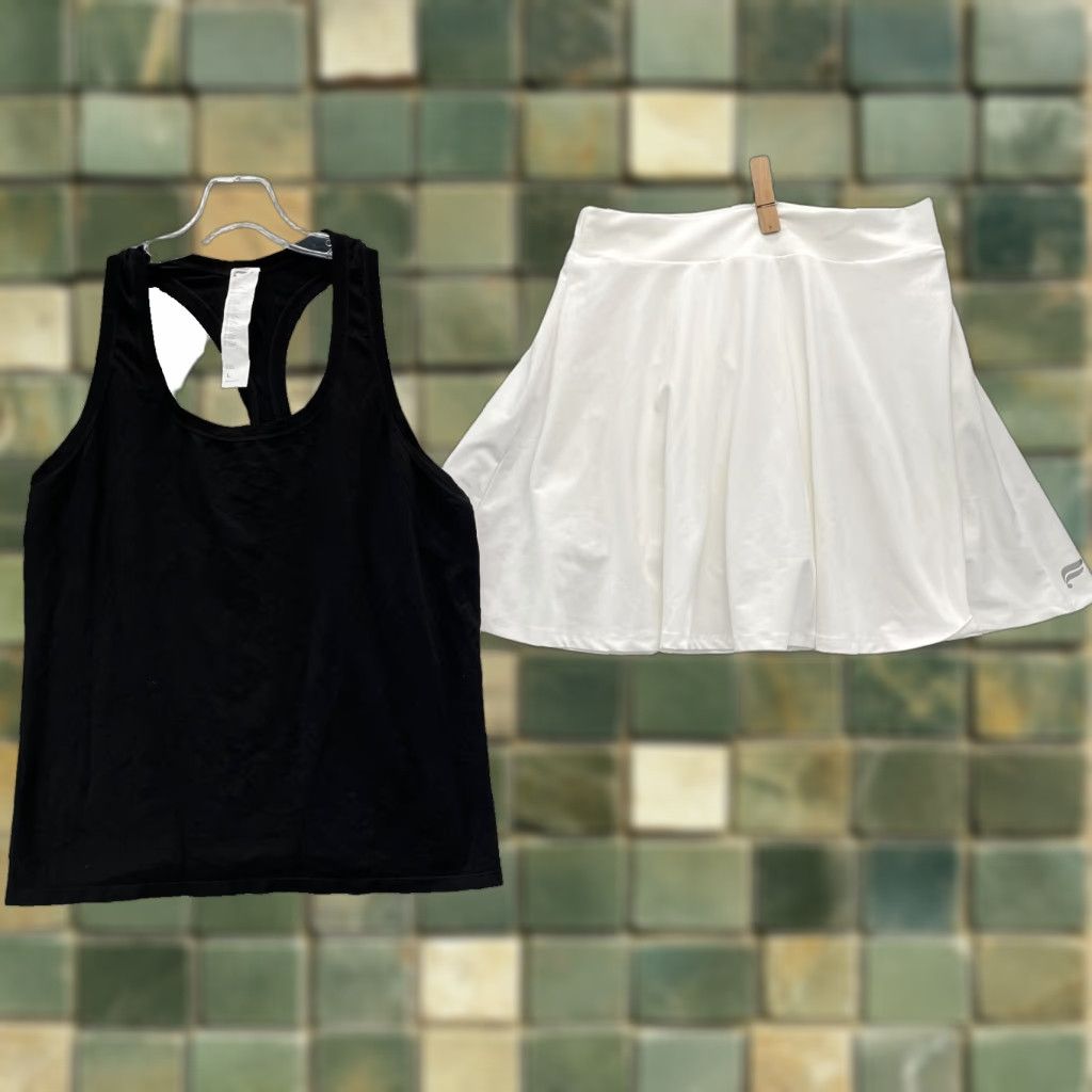Fabletics Fabletics Tank Top Skort LOT of 2 Womens Large Athletic Training Tennis Shirt Shorts Black & White 90s Womens Mens Girls Boys Size L / US 10 / IT 46 - 1 Thumbnail