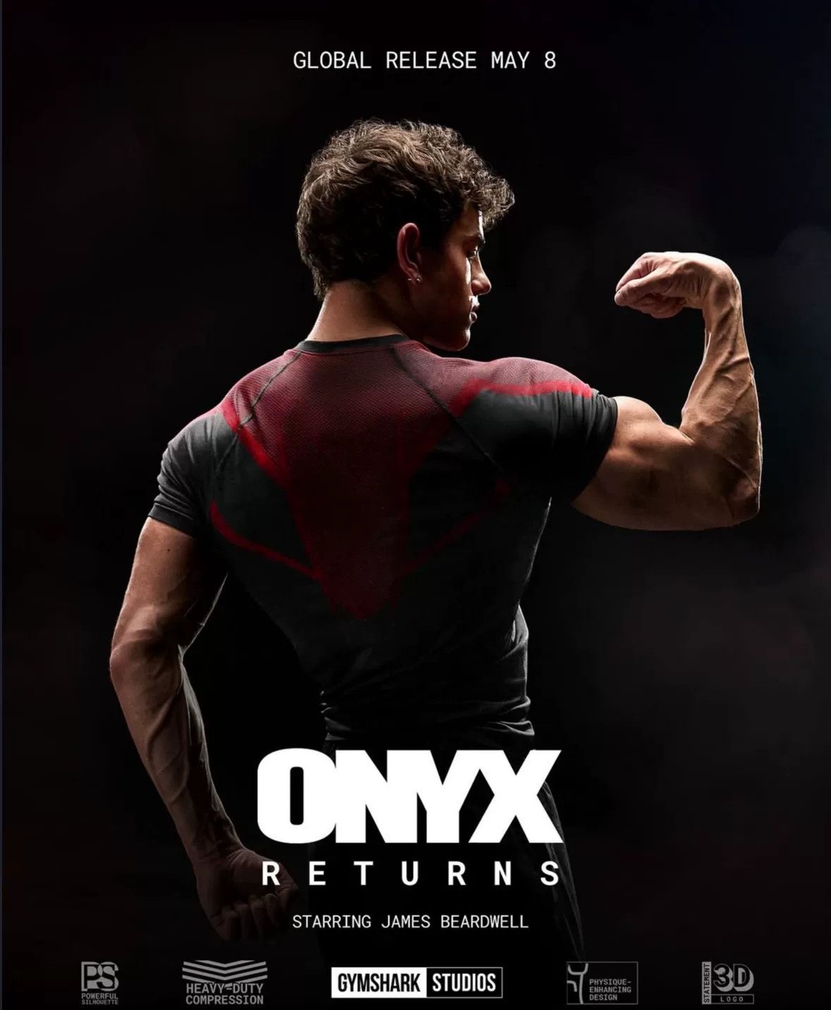 Gymshark ONYX 5.0 SEAMLESS LONG SLEEVE T-SHIRT BLACK/CARMINE RED