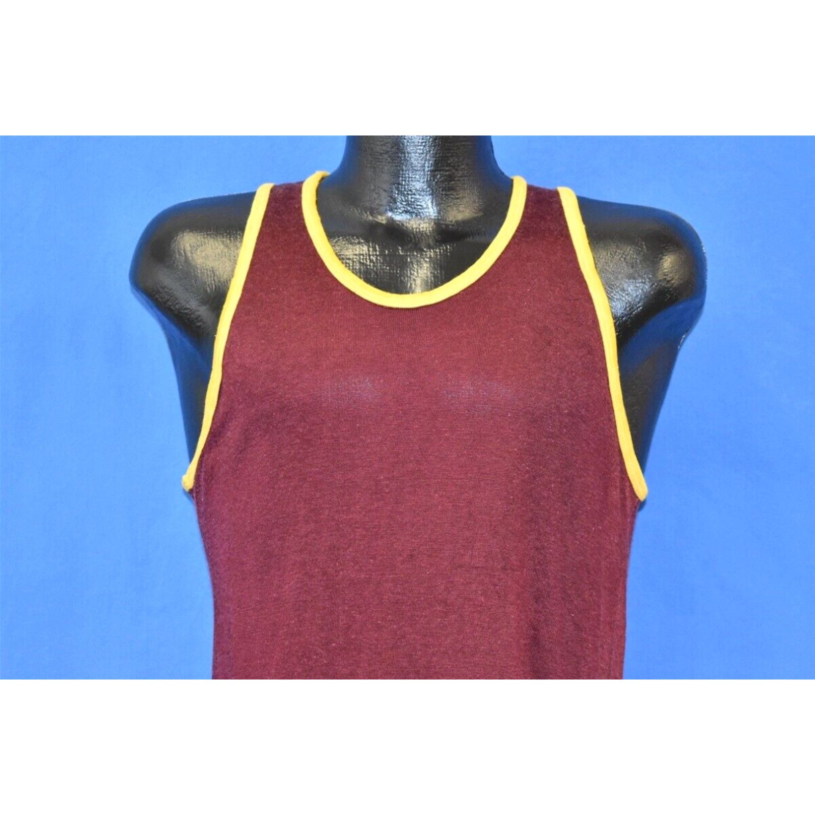 Image of Southern Tide Vintage 50S Southern Athletic Maroon Red Yellow Tank Top Jersey T-Shirt Small S in Wh