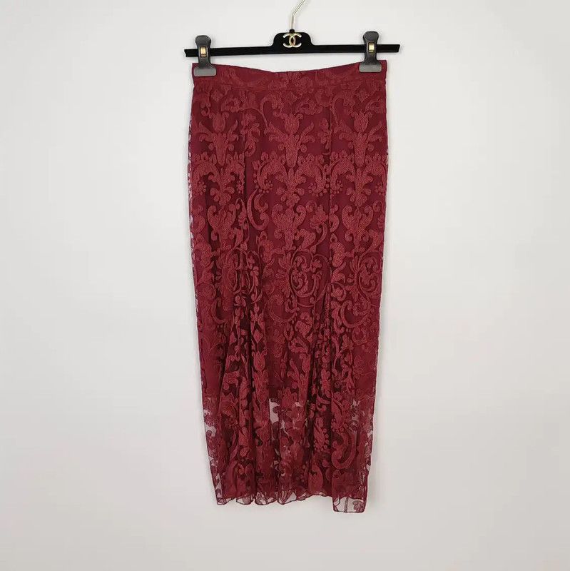 Burberry Burberry Red Polyester Midi Skirt Size 23" - 1 Thumbnail