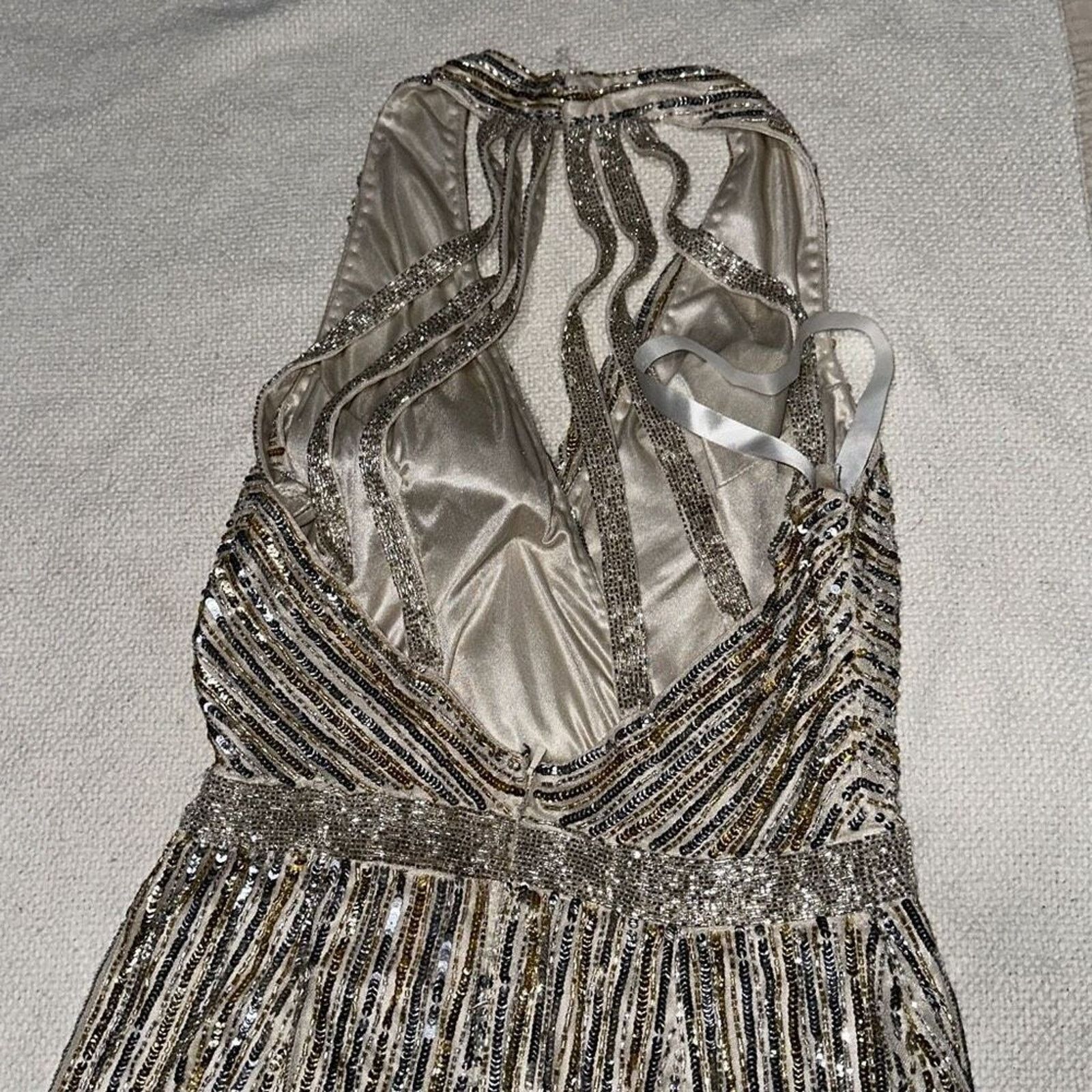 Other Mac Duggal Gold Sequin Halter Romper | Sz 4 Size 27" / US 4 / IT 40 - 5 Thumbnail
