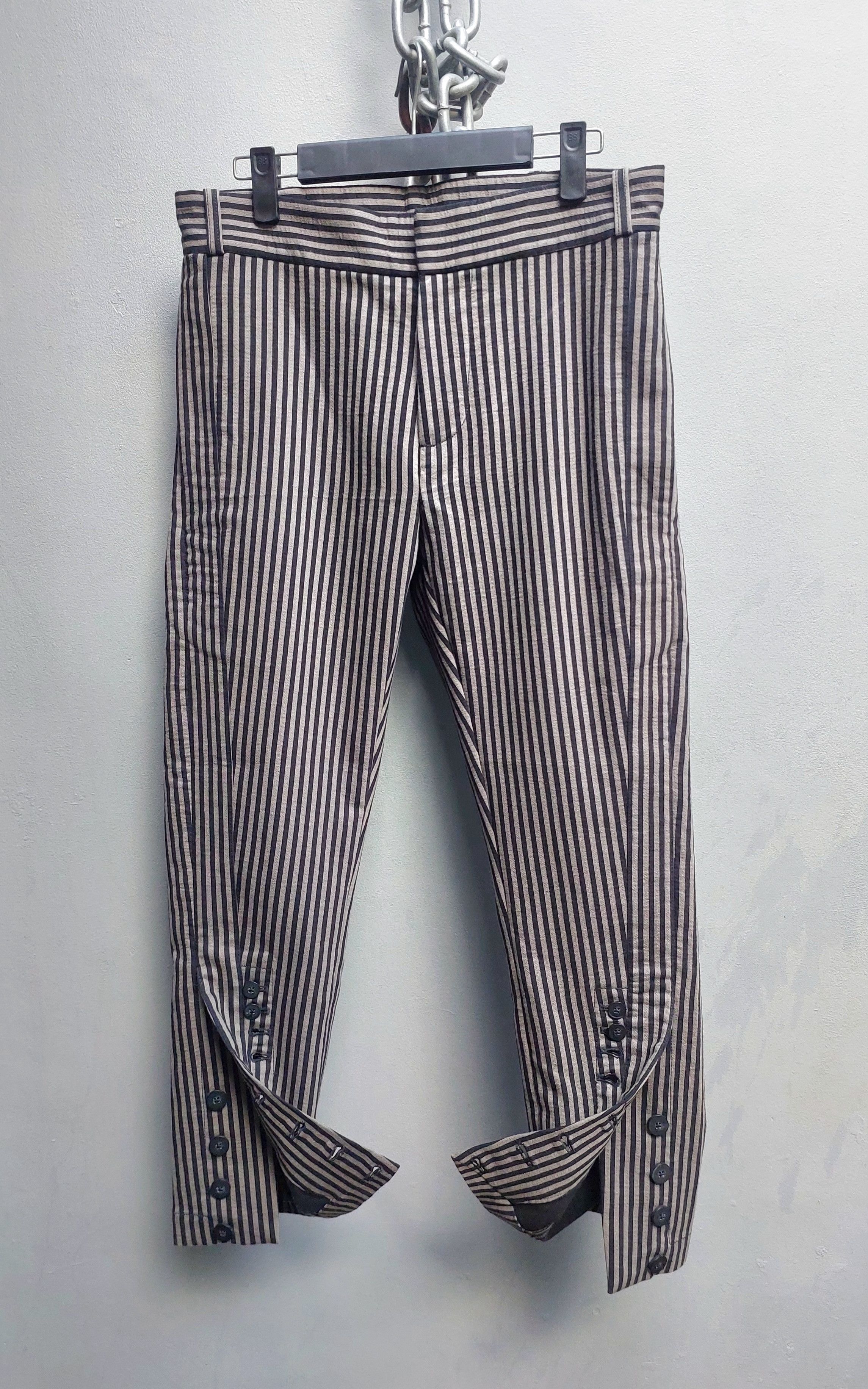 Ann Demeulemeester Ann Demeulemeester Striped Slim Pants with Buttoned Hem Size US 32 / EU 48 - 1 Thumbnail