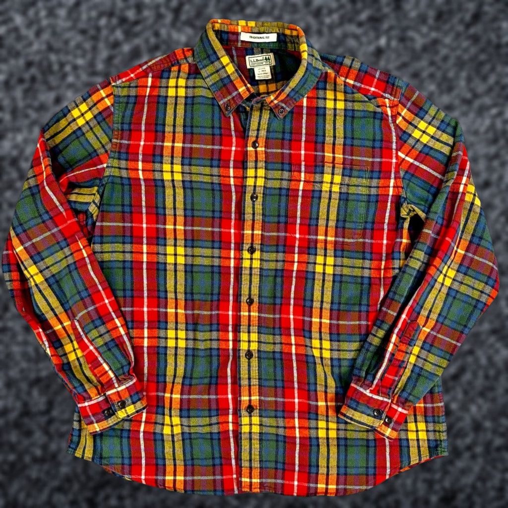 Vintage LL Bean Plaid Flannel Shirt Men's Long Sleeve Button-Down Cotton Traditional Fit Casual Workwear Size US L / EU 52-54 / 3 - 1 Thumbnail