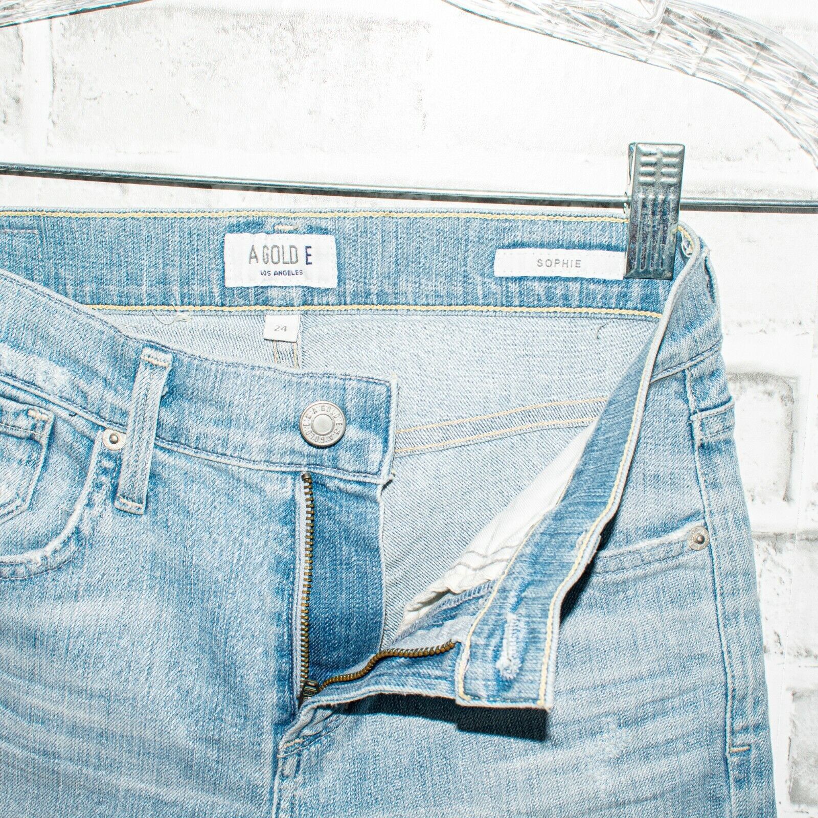 Agolde AGOLDE Sophie Skinny Denim Jeans light wash Rip distressed Size 24" / US 00 / IT 34 - 3 Thumbnail