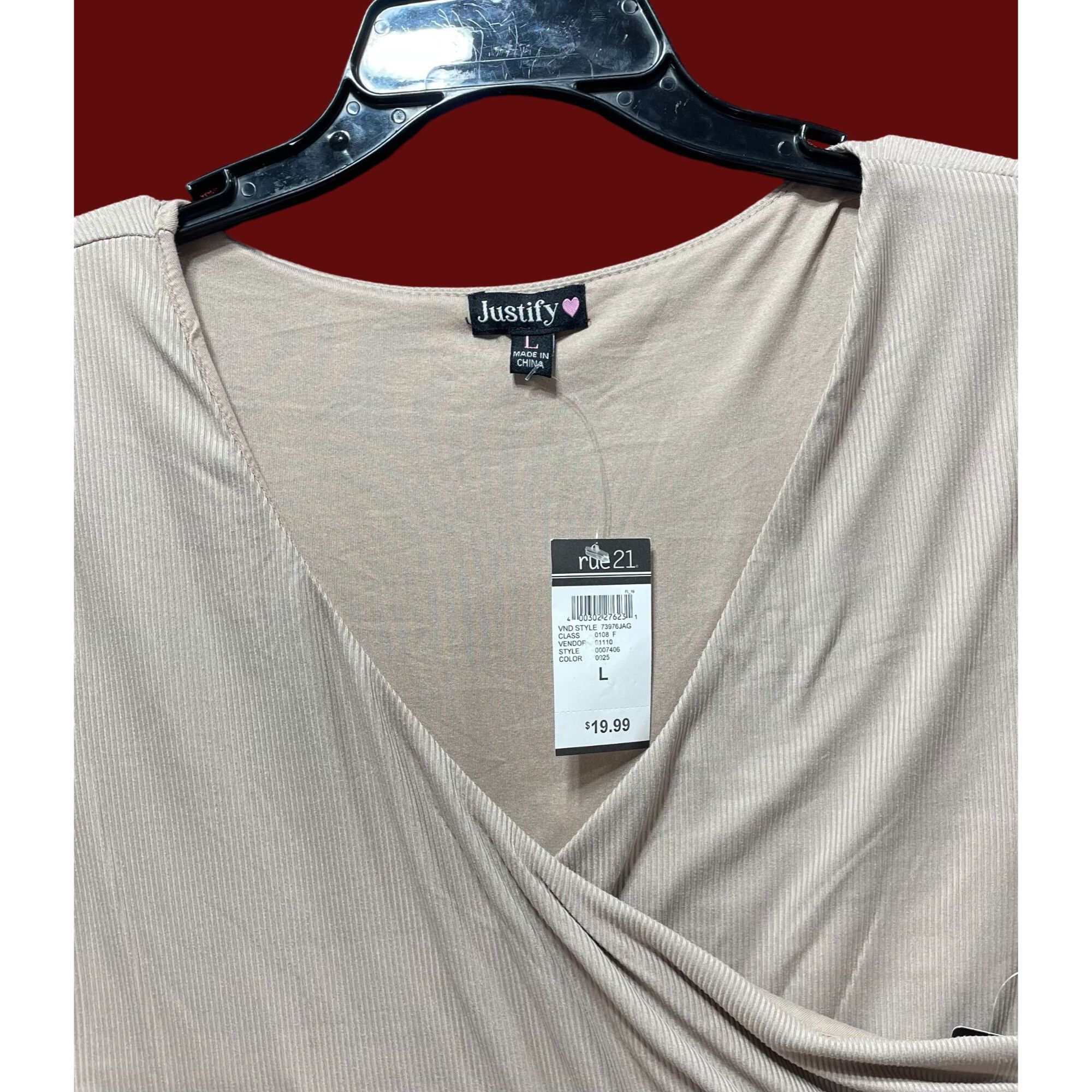 Other Justify - Women's V-Neck Lined Casual Dress - Beige - Large Size L / US 10 / IT 46 - 14 Thumbnail