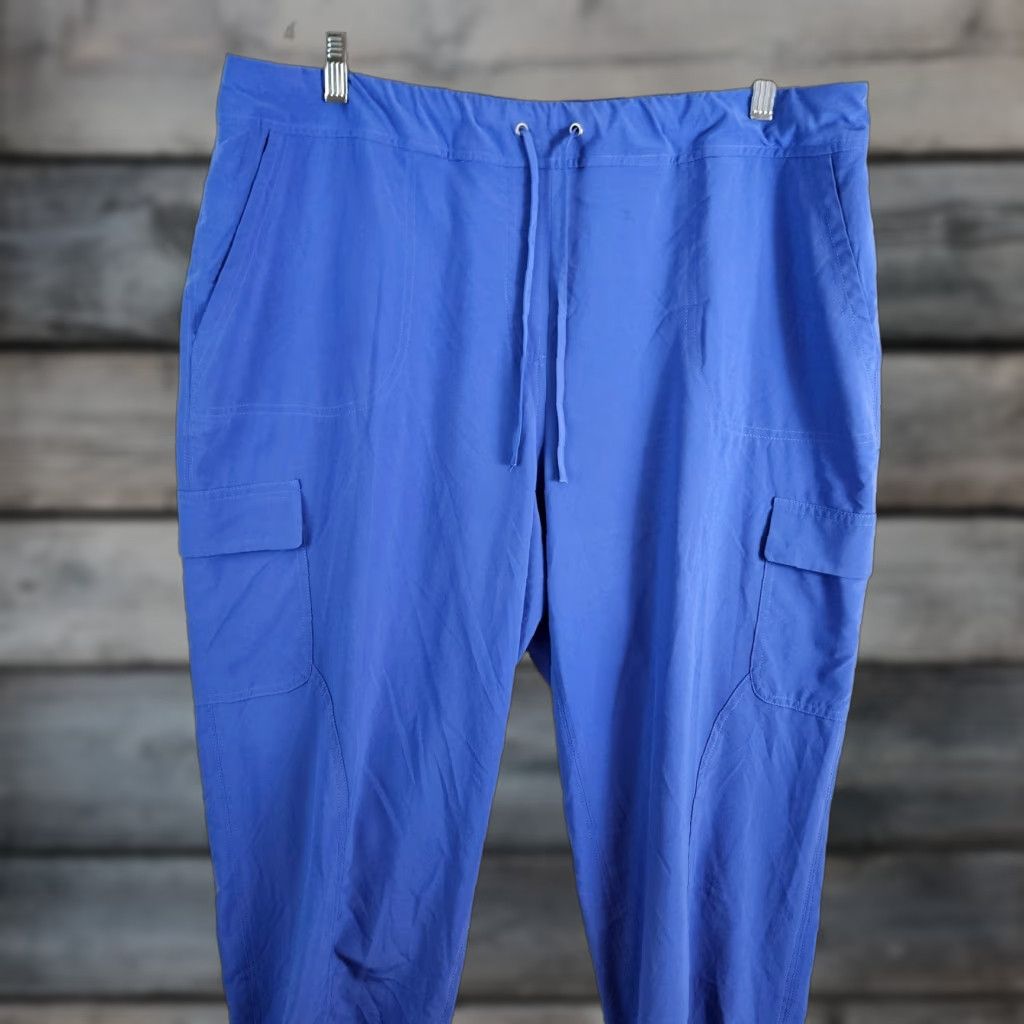 Vintage Chicos Zenergy Womens Cropped Pants XL Blue High Rise Drawstring Cargo Pocket Size 40" / US 18 - 1 Thumbnail
