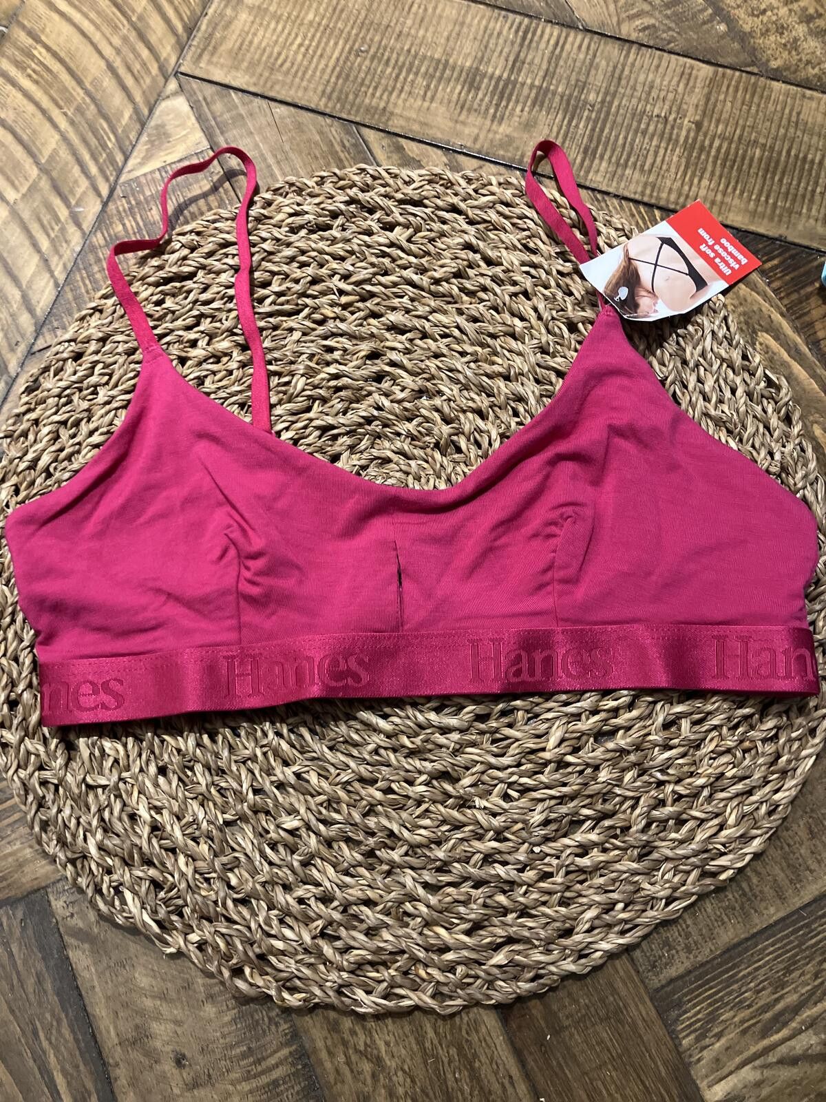 Hanes NWT Hanes Light Blue Ribbed Bralette with Adjustable Straps Size ONE SIZE - 4 Thumbnail