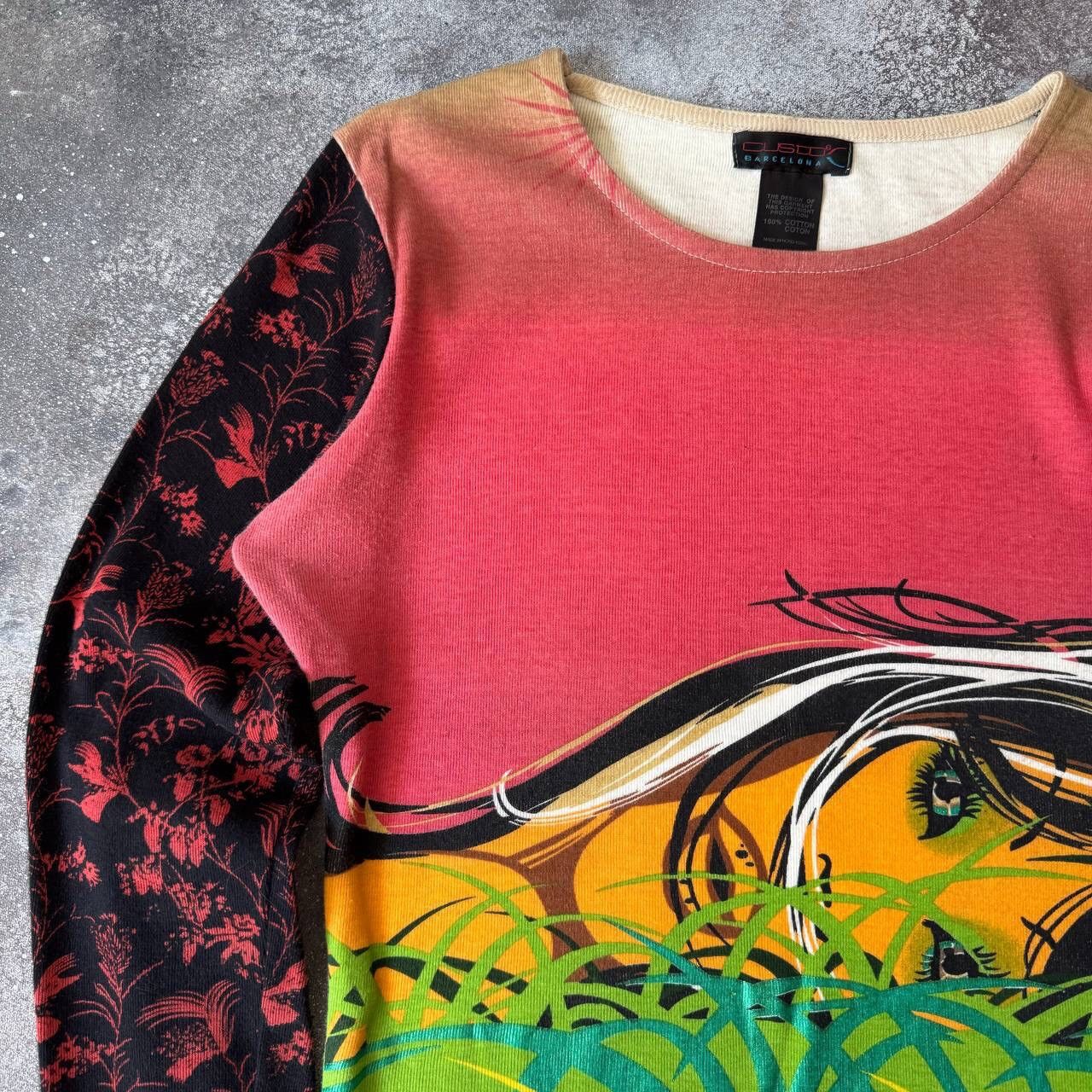 Custo Barcelona × Vintage Custo Barcelona Y2K Lady Printed Long Sleeve Top Size S / US 4 / IT 40 - 2 Thumbnail
