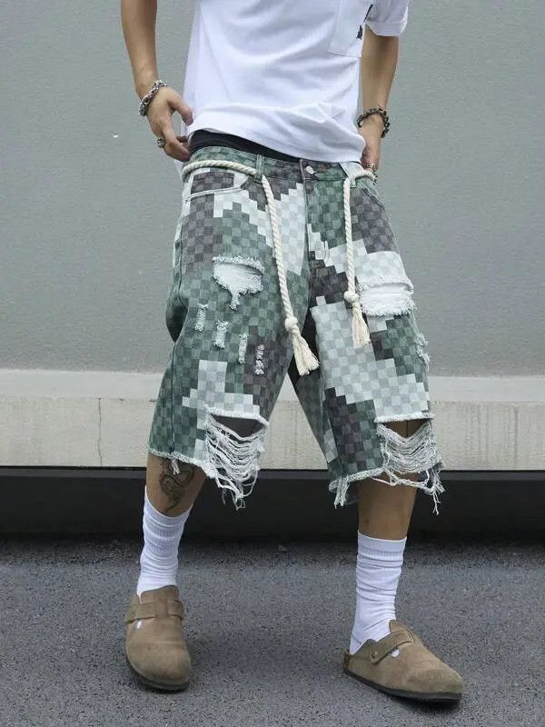 Japanese Brand Hazuki x Yoko Ripped Designer Y2k Shorts Jorts Denim Size US 32 / EU 48 - 6 Thumbnail