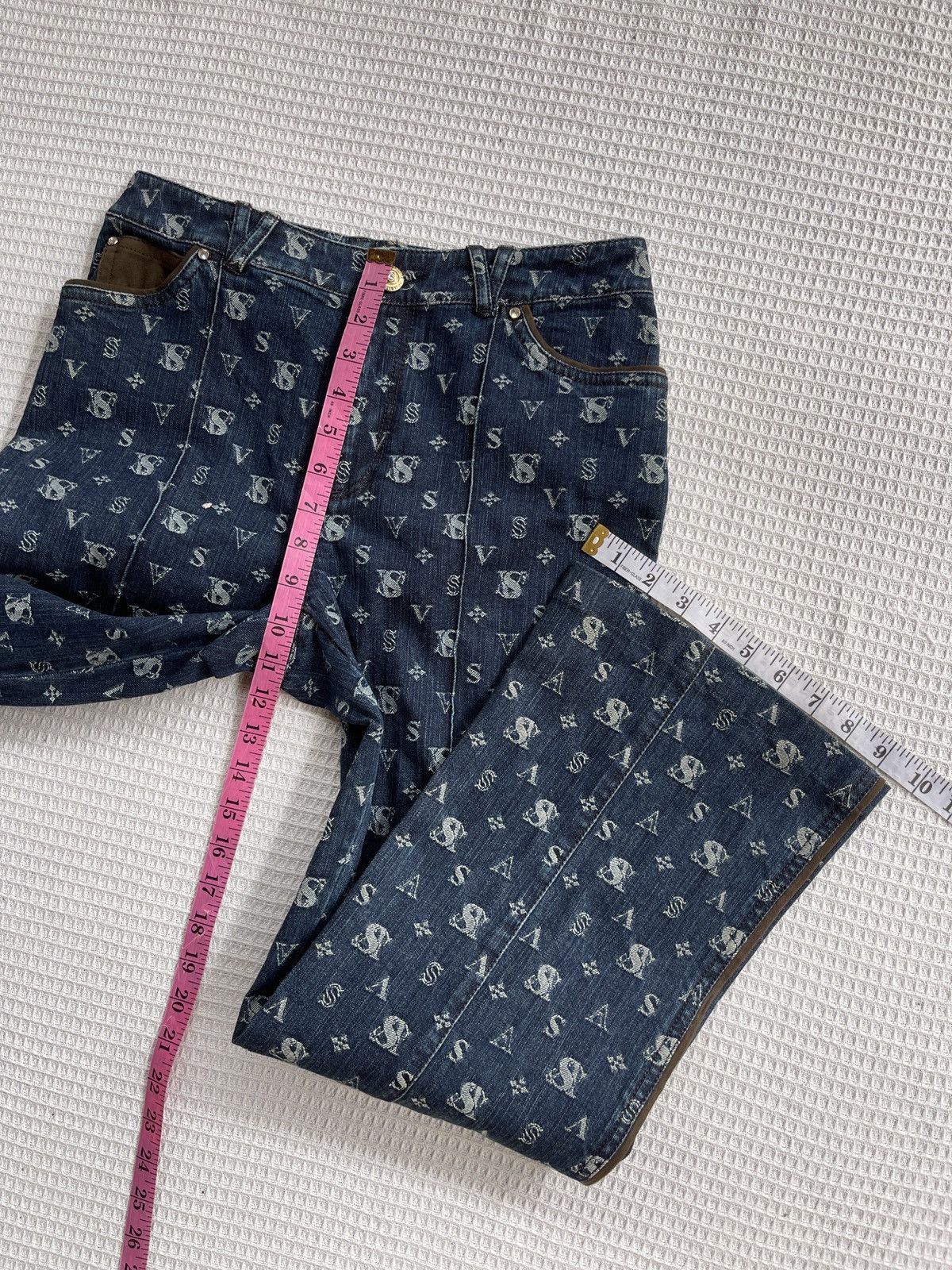 If Six Was Nine Last Drop🔥Very Rare🔥Designer Japan VALENZA Monogram Jeans Size 28" / US 6 / IT 42 - 17 Thumbnail