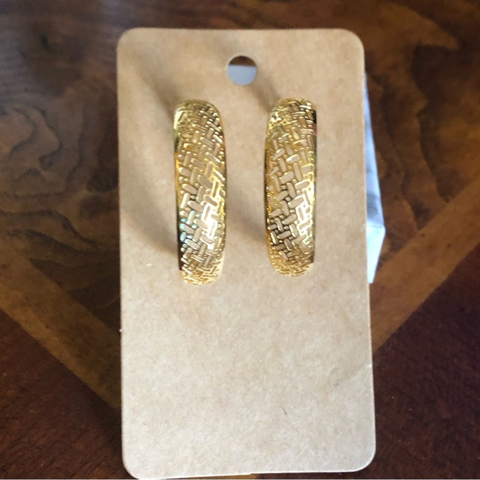 Vintage Vintage 90s gold plated cut out design hoop earrings Size ONE SIZE - 6 Thumbnail