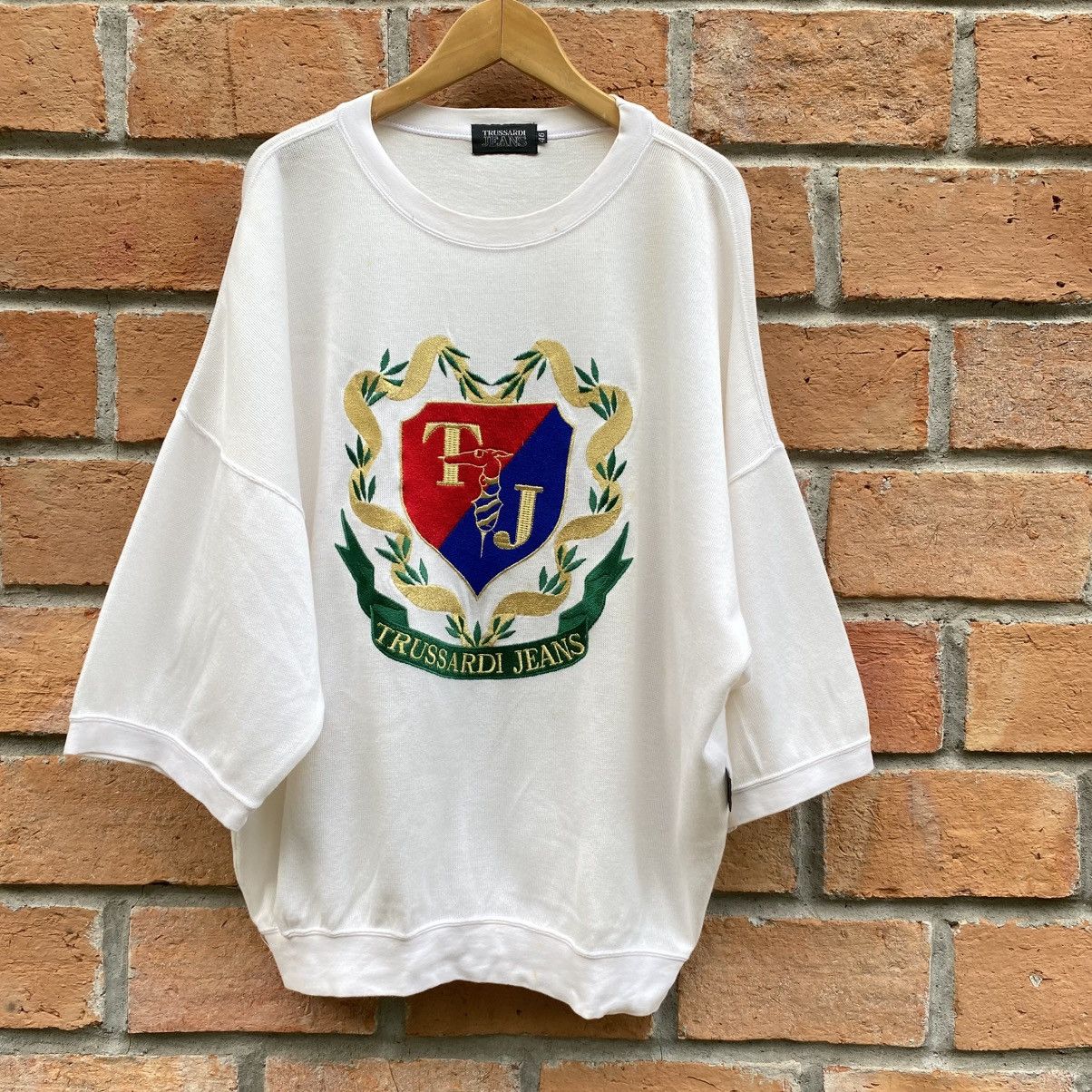 Trussardi TRUSSARDI JEANS White Crest Sweatshirt Size US S / EU 44-46 / 1 - 1 Thumbnail