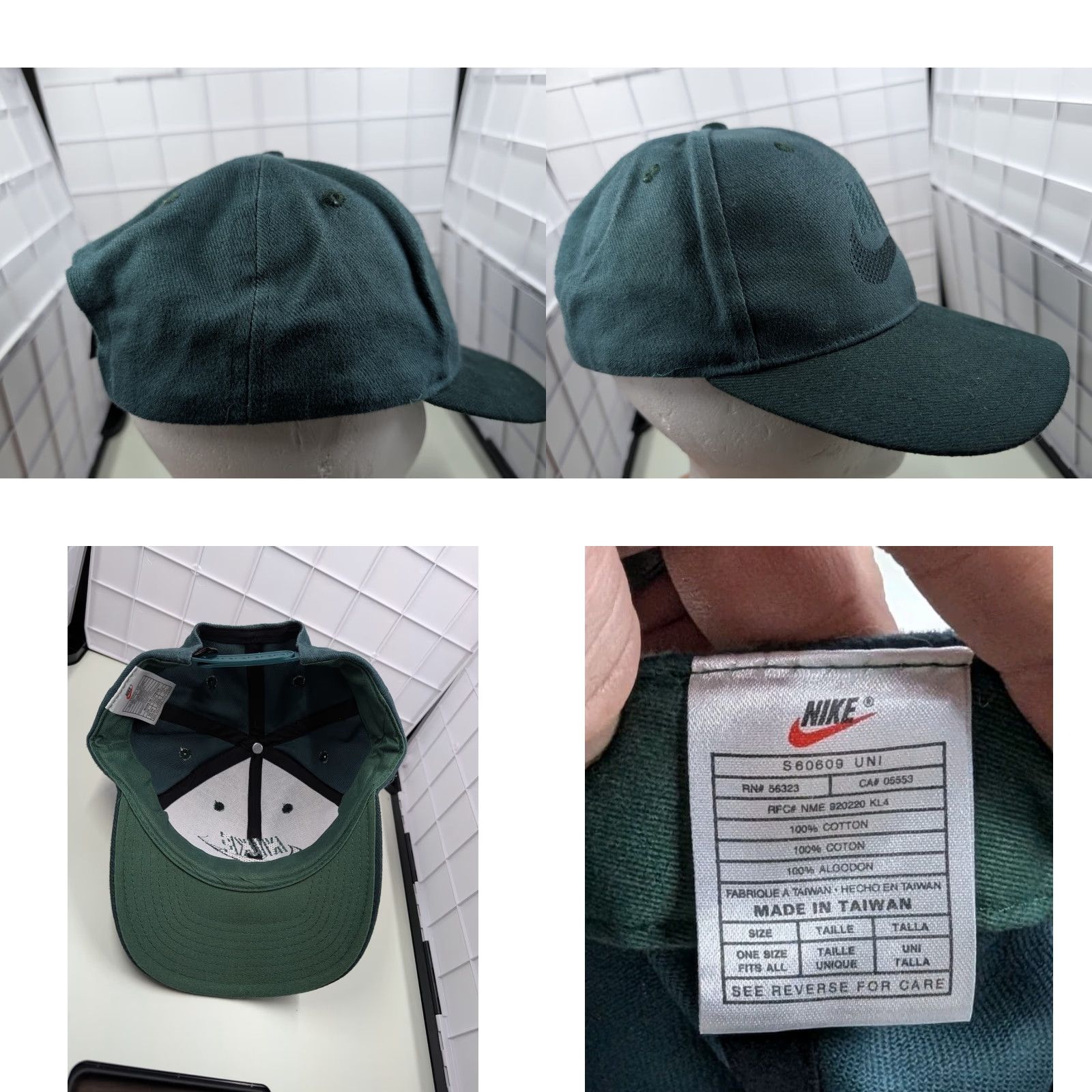 Nike VINTAGE Nike Snapback Baseball Hat Cap Swoosh Spellout Green OSFM Mens 90s Sports Classic Cap Size ONE SIZE - 8 Thumbnail