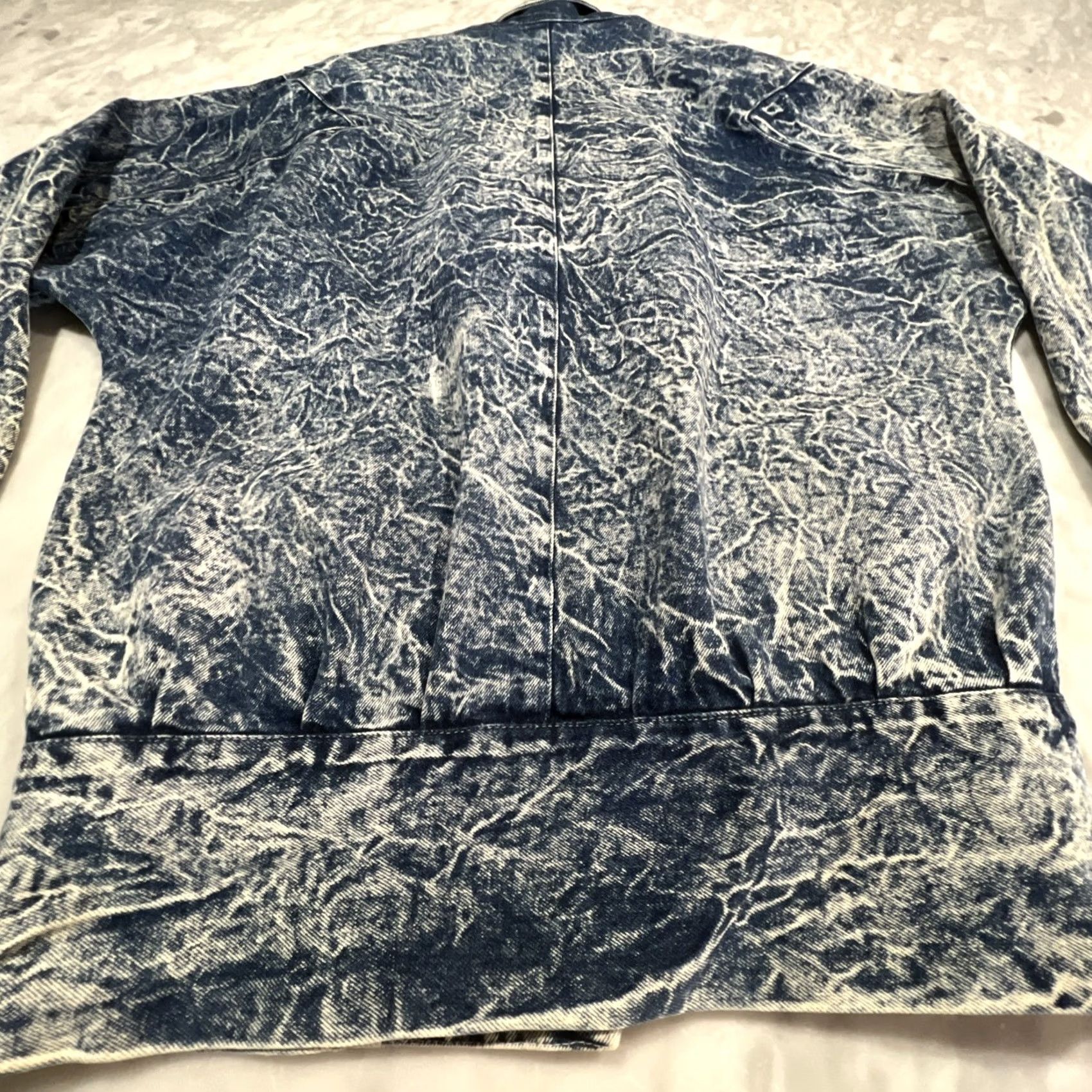 Denime VINTAGE 1980s Acid Wash Denim Jacket Women’s S 3/4 Sleeve Padded Shoulders Denim Blue Glam Rock Hi Teens Jacket Womens S Size S / US 4 / IT 40 - 6 Thumbnail