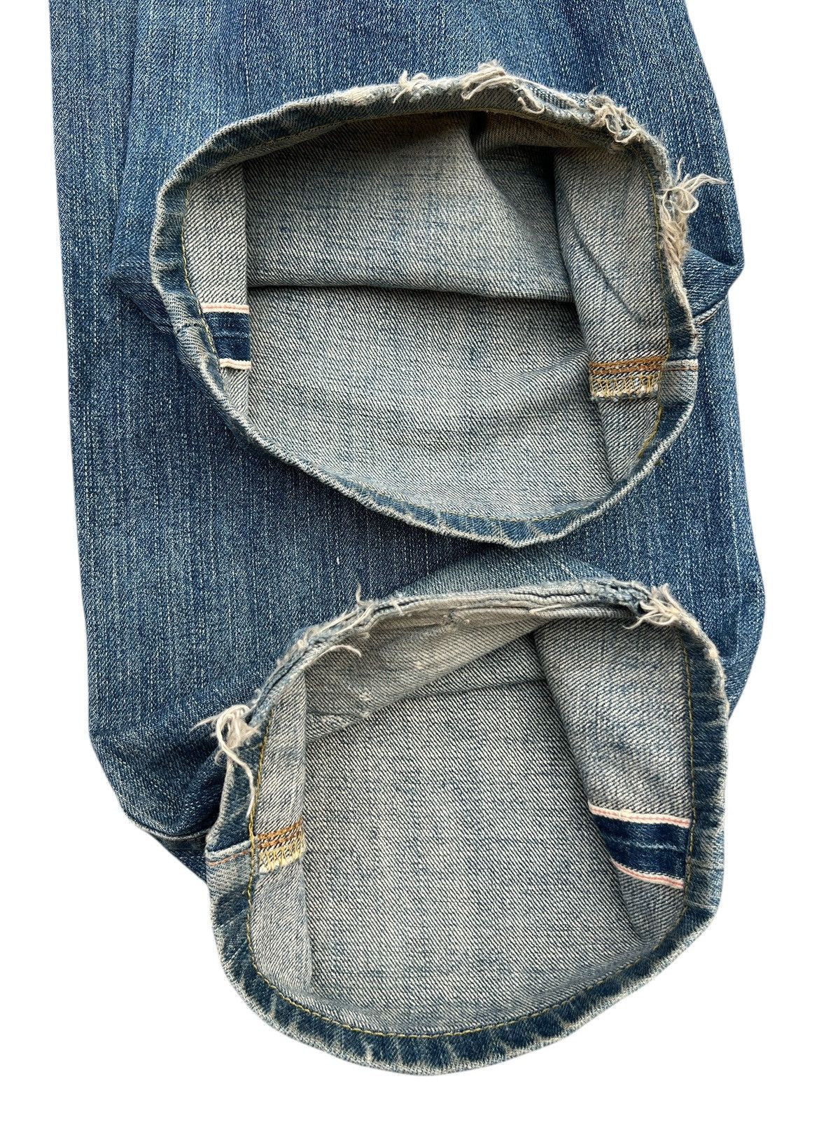 Edwin Vintage Edwin 505 Selvedge Distressed Denim Jeans 35x31 Size US 35 - 6 Thumbnail