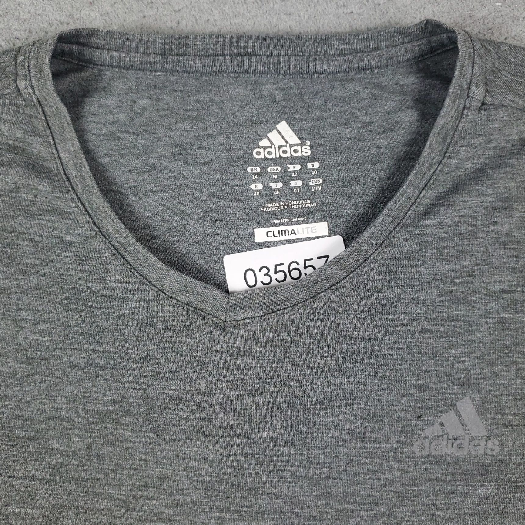 Adidas Adidas T Shirt Womens Medium Gray Short Sleeve Casual V Neck Cotton Blend Womens Size M / US 6-8 / IT 42-44 - 3 Thumbnail