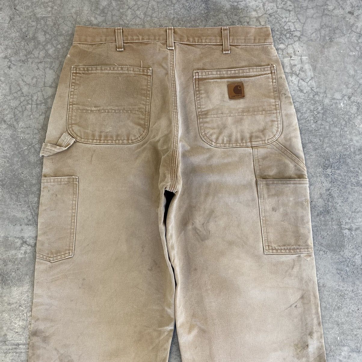 Carhartt VTG Carhartt Double Knee Faded Tan Dirty Carpenter Pants Size US 33 - 15 Thumbnail