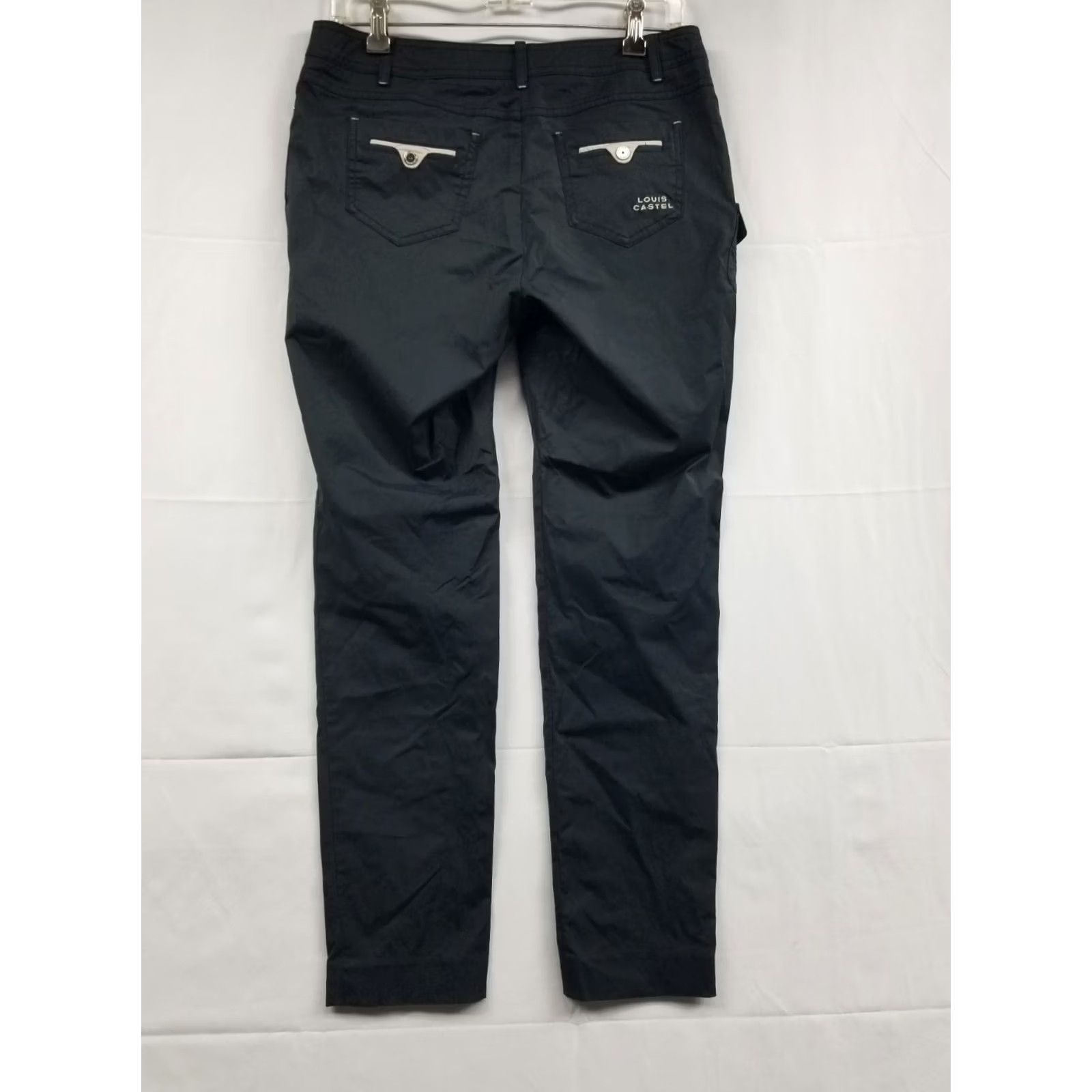 Vintage Louis Castel Women's Pants Dark Gray Size 31x28 Chino Straight Pockets Comfort Easy Care Seasonal Holiday Sports Size 24" / US 00 / IT 34 - 2 Thumbnail