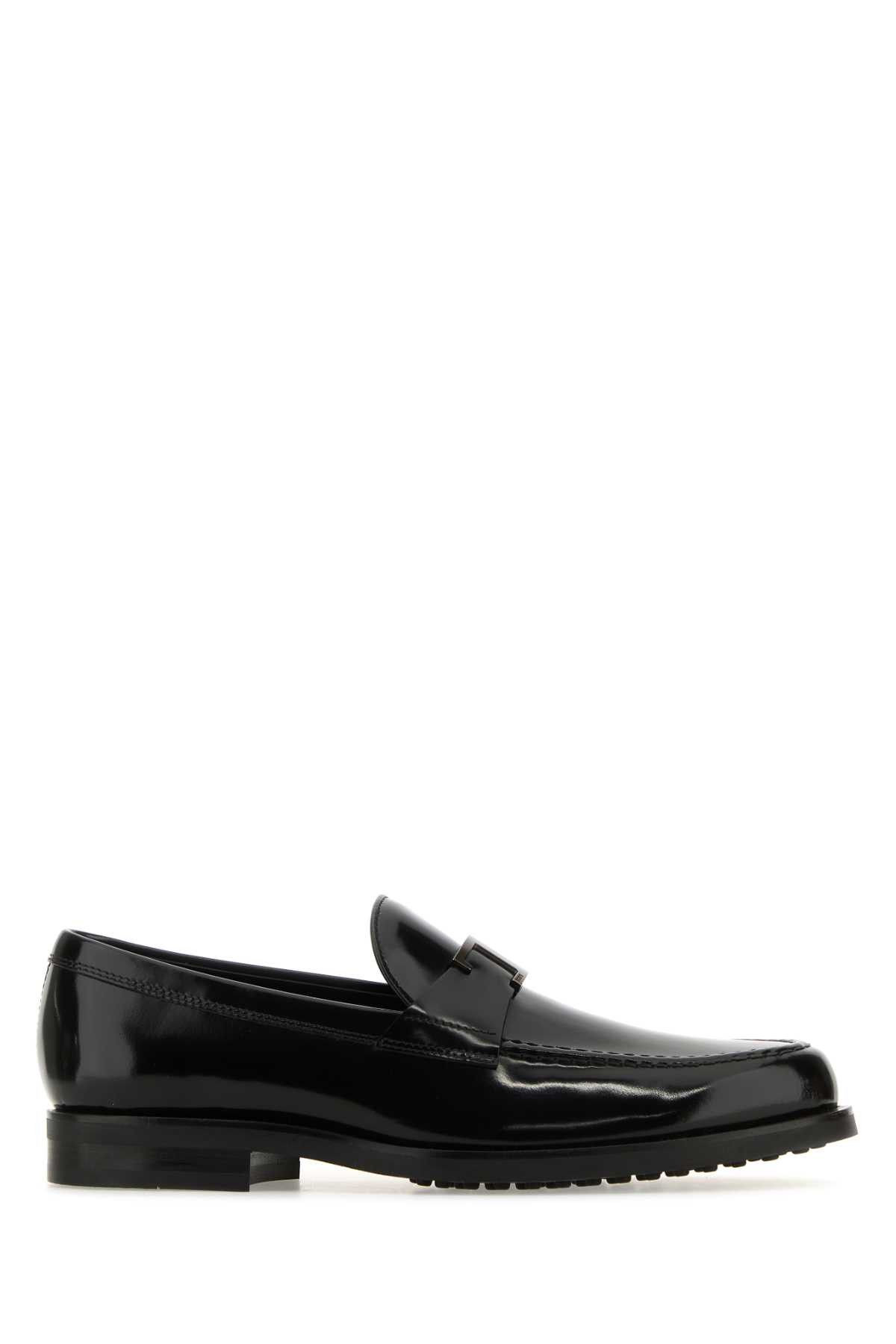 image of Tods Black Leather T Timeless Loafers, Men's (Size 10)