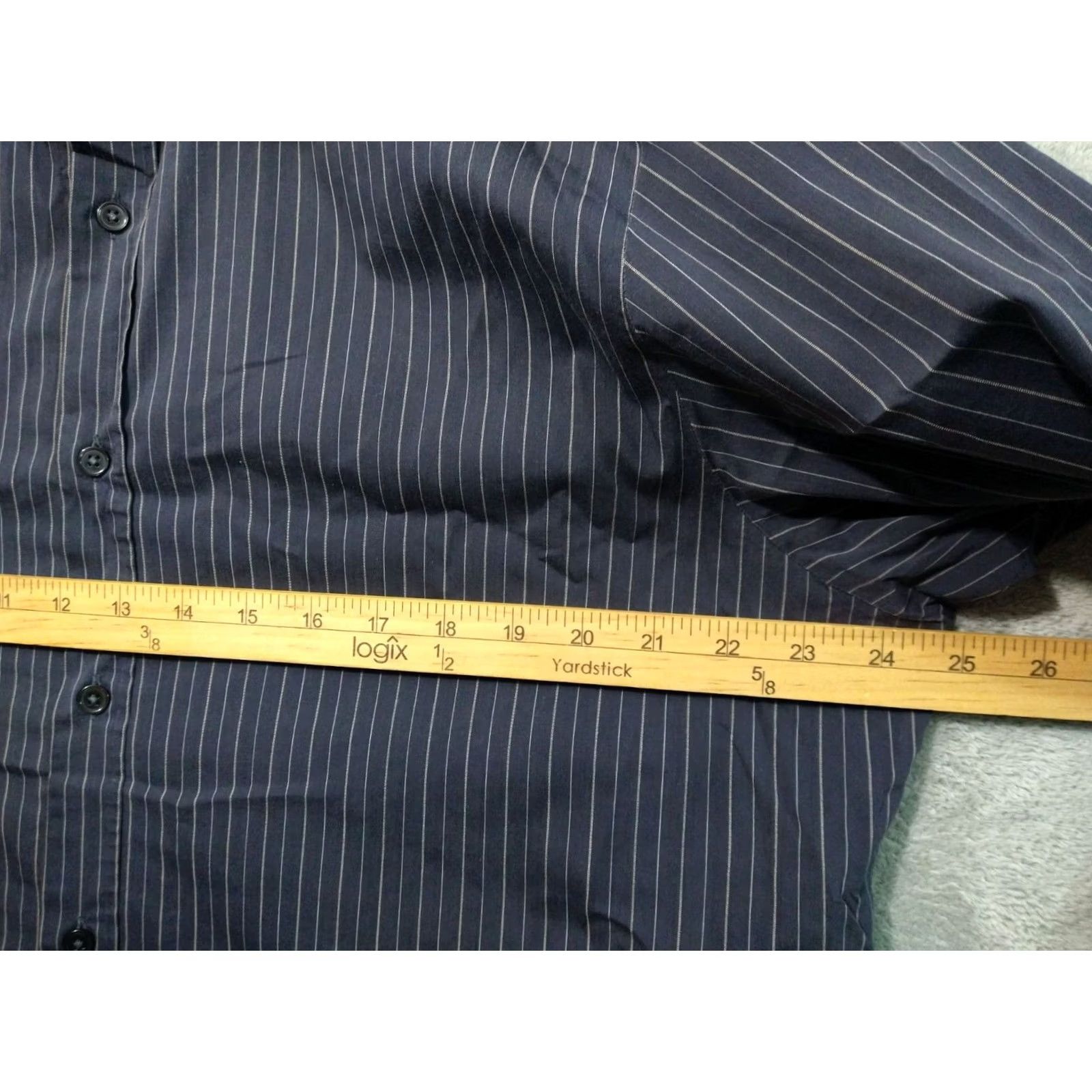 Hugo Boss HUGO BOSS Shirt Mens 16 Gray Striped Long Sleeve Button Up Cotton Stretch Size US L / EU 52-54 / 3 - 5 Thumbnail