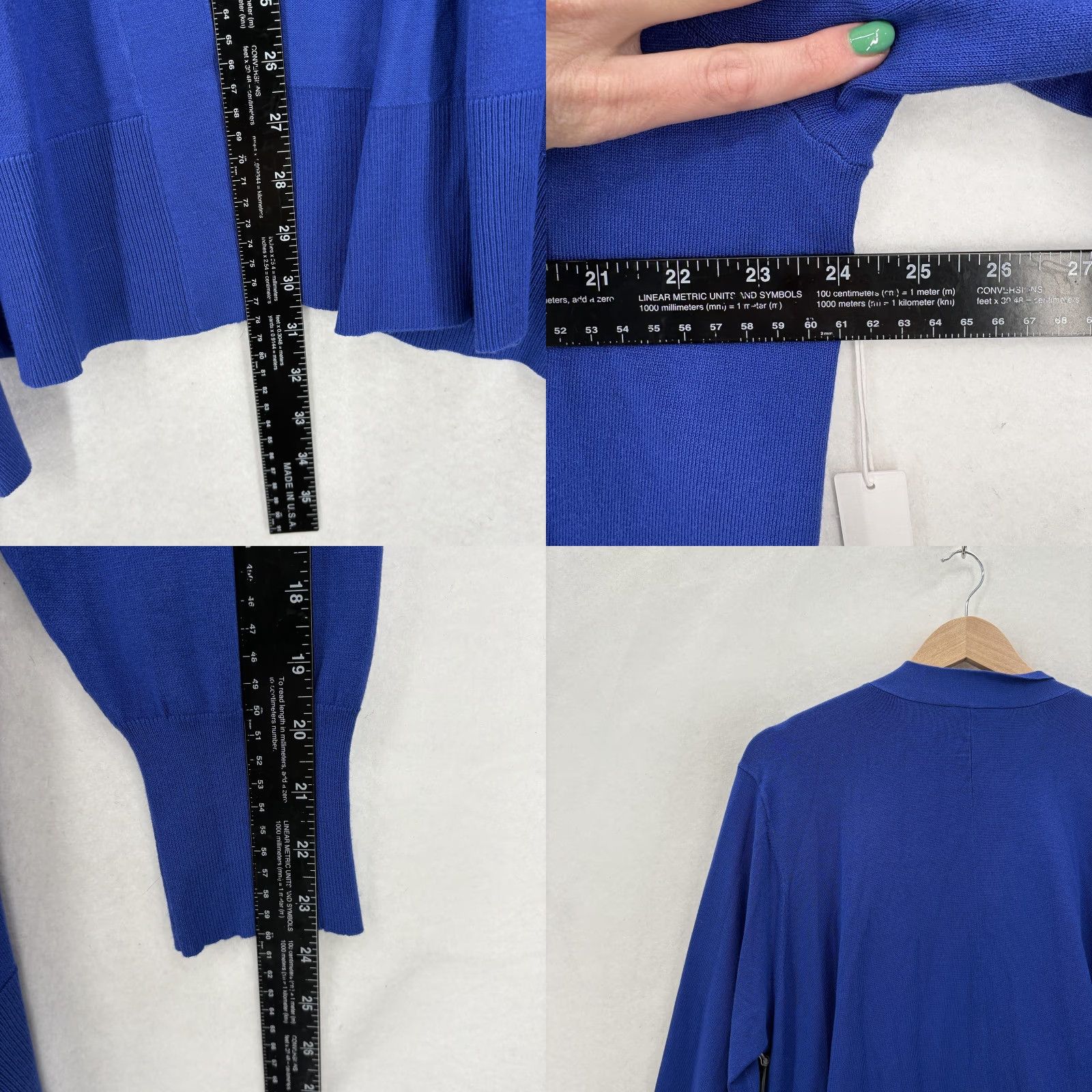 Vintage Chico's Cardigan Sweater Womens XL Knit Hanky Hem Open Front Rich Cobalt NWT Size XL / US 12-14 / IT 48-50 - 8 Thumbnail