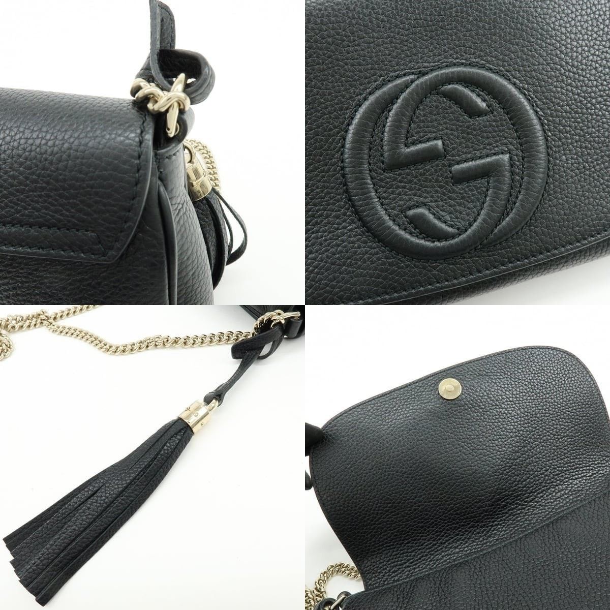Gucci Gucci Soho Chain Crossbody Bag Leather Black Size ONE SIZE - 6 Thumbnail