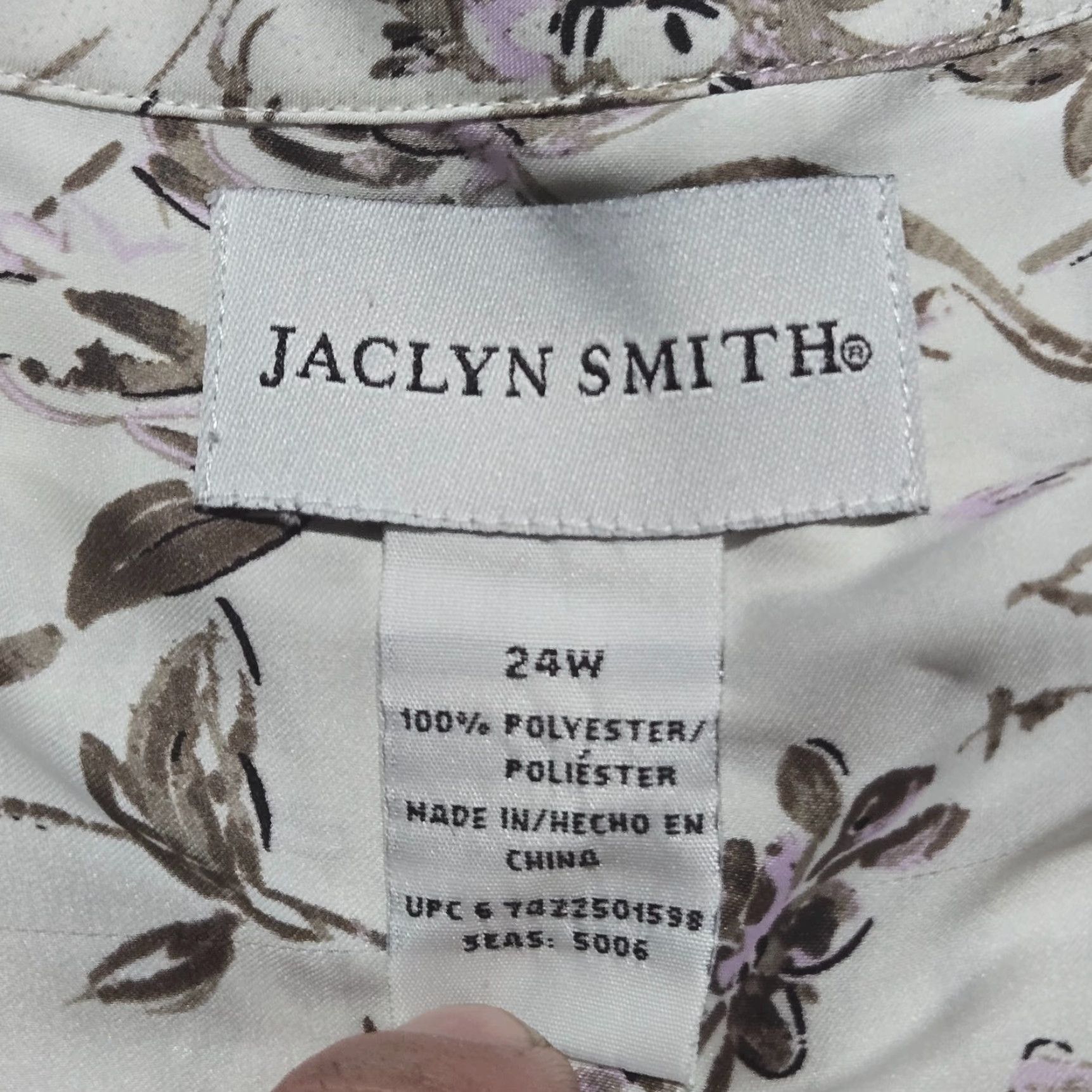 Vintage Jaclyn Smith Shirt Button Floral White Women's Plus Size 24W Size 4XL / US 24-26 - 3 Thumbnail