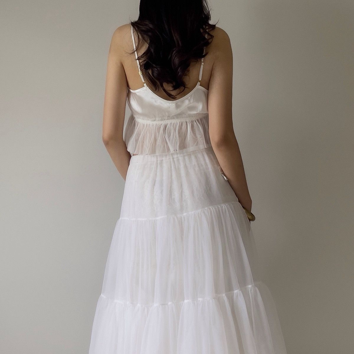 Other Romantic Soft White Mesh Floral Camisole Top (M) Size M / US 6-8 / IT 42-44 - 2 Thumbnail