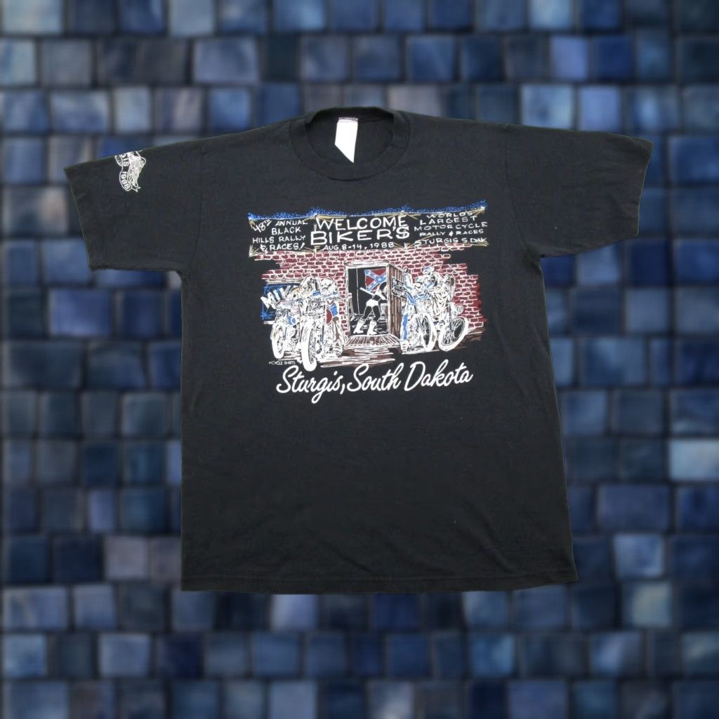 Jerzees VINTAGE 1988 Bikers Shirt Sturgis Double-Sided 80s Shirt Size L Nike Size US L / EU 52-54 / 3 - 1 Thumbnail