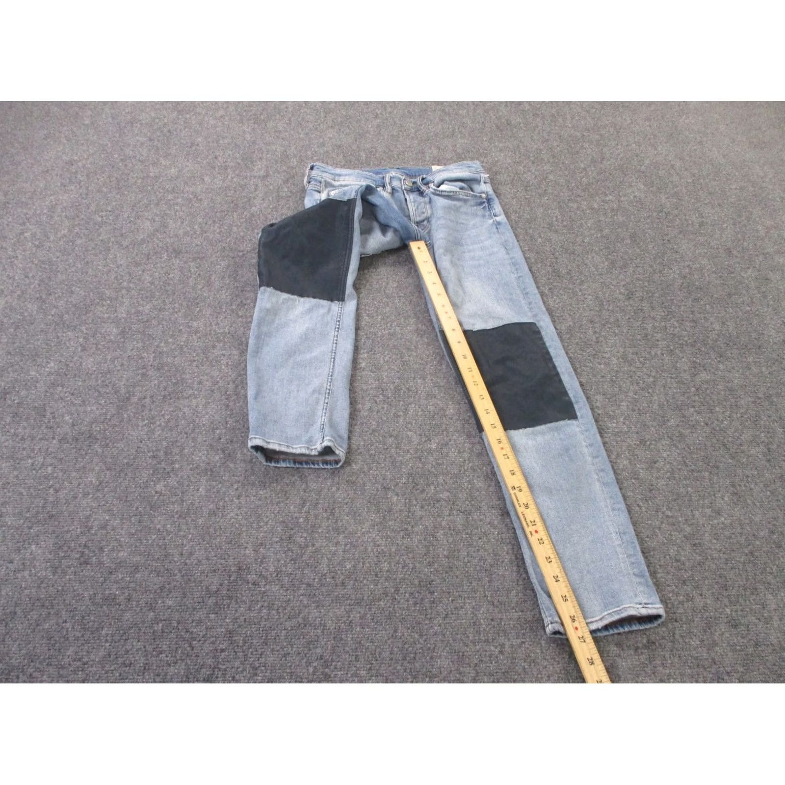 Allsaints All Saints Jeans Womens 28 Blue Straight Fit Knee Patch Petrol Casual Size 28" / US 6 / IT 42 - 3 Thumbnail