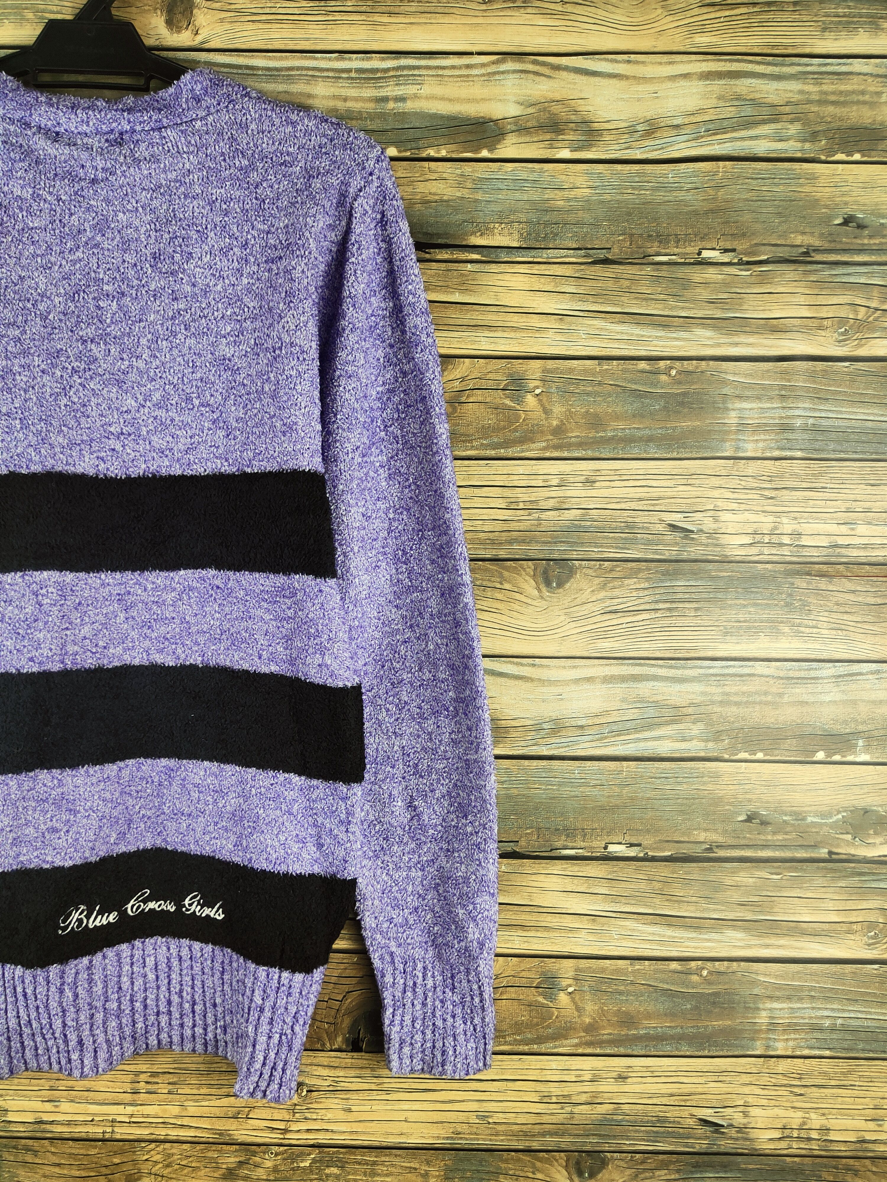 Japanese Brand DL Blue Cross Purple Black Knitwear Cardigan #46-910 Size L / US 10 / IT 46 - 11 Thumbnail