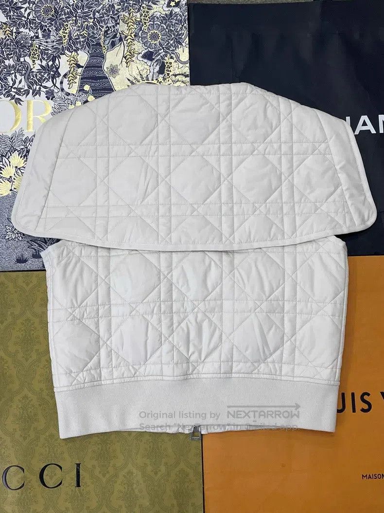 Dior Dior White diamond checkered navy collar down vest Size XS / US 0-2 / IT 36-38 - 3 Thumbnail