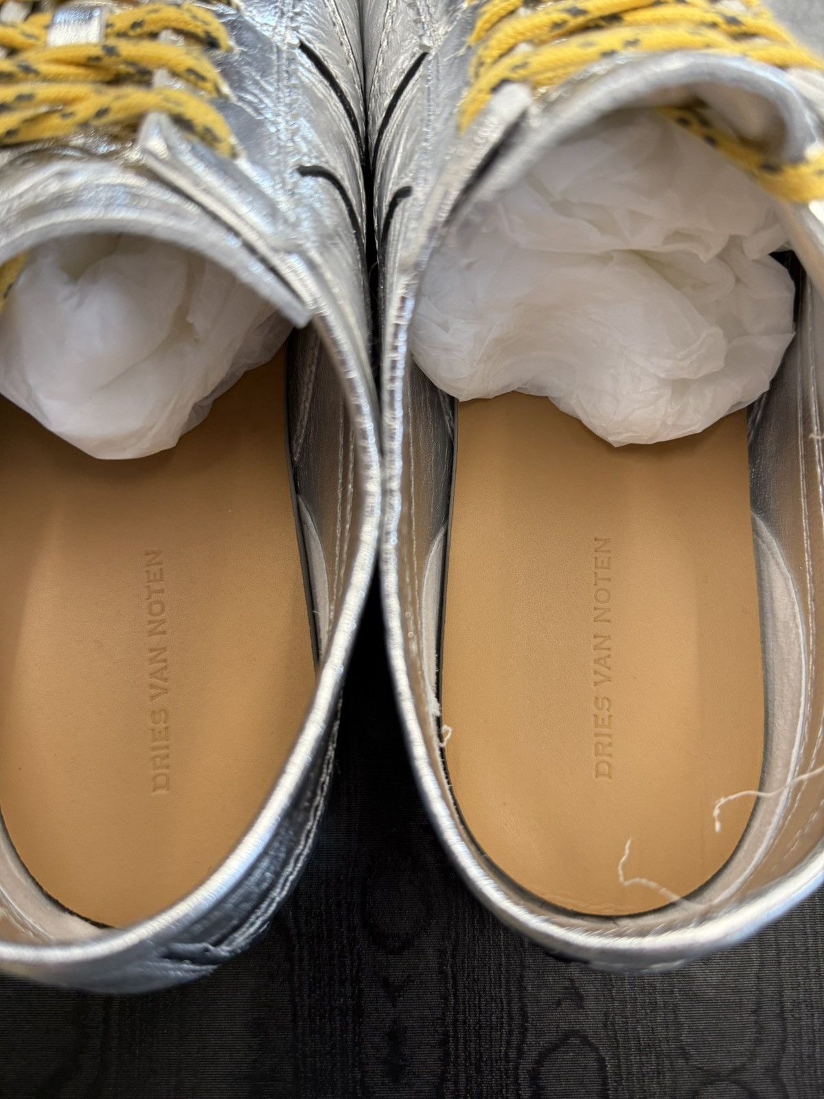 Dries Van Noten Dries Van Noten Marathon Silver Leather Sneakers Size US 7 / EU 40 - 7 Thumbnail