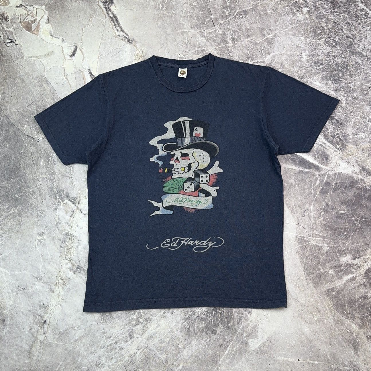 Christian Audigier × Ed Hardy Vintage Ed Hardy Christian Audigier T shirt Skeleton Dice Y2 Size US M / EU 48-50 / 2 - 1 Thumbnail