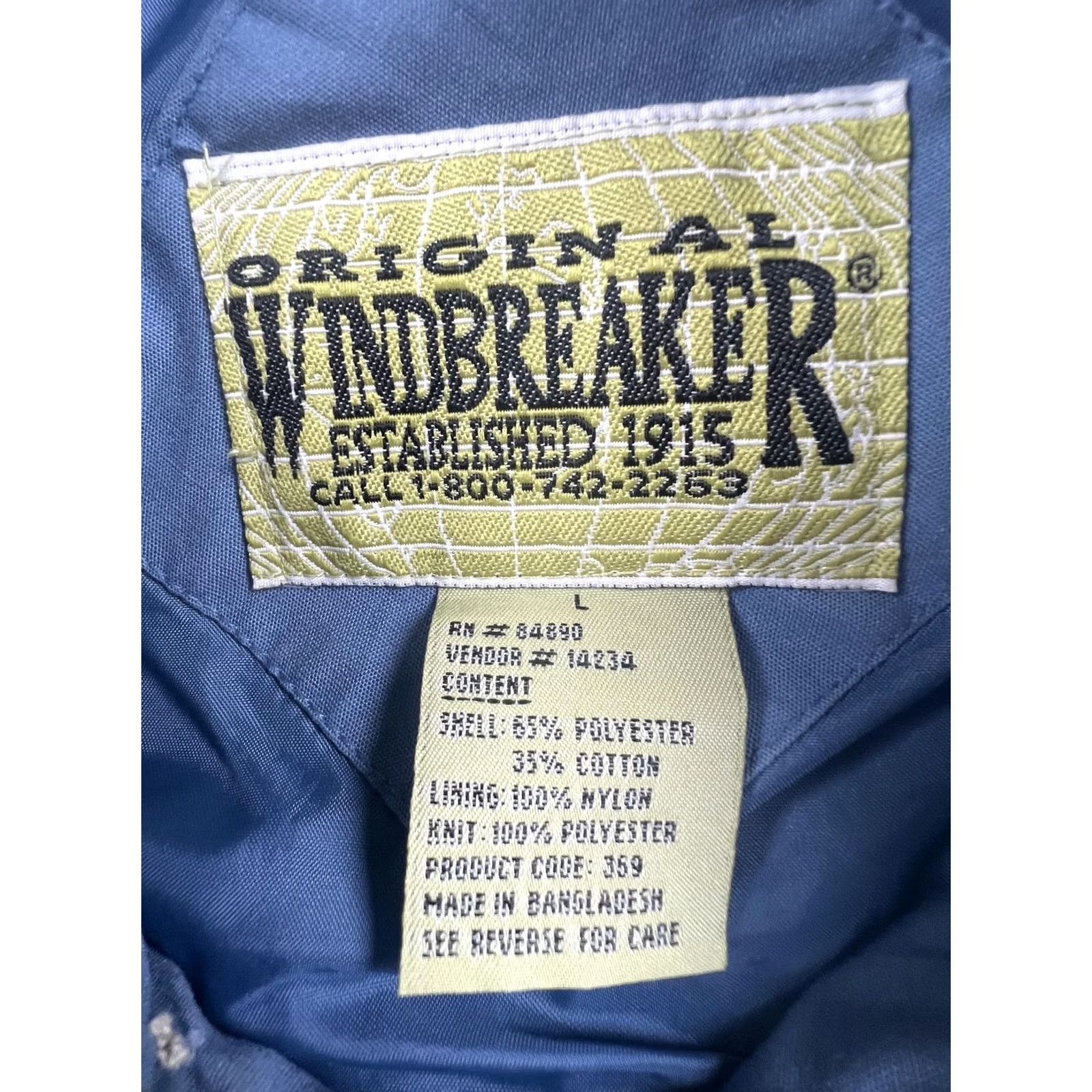 Vintage Original Windbreaker Jacket Mens Large Blue Bomber Full Zip Lightweight Lined Size US L / EU 52-54 / 3 - 3 Thumbnail