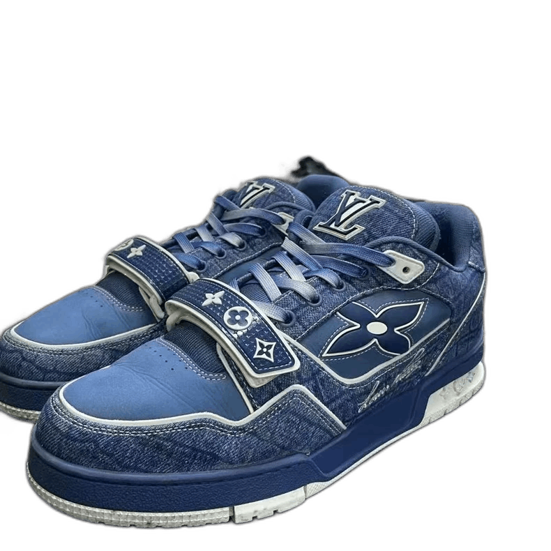 Louis Vuitton lv trainer blue denim sneakers Size US 8 / EU 41 - 1 Thumbnail