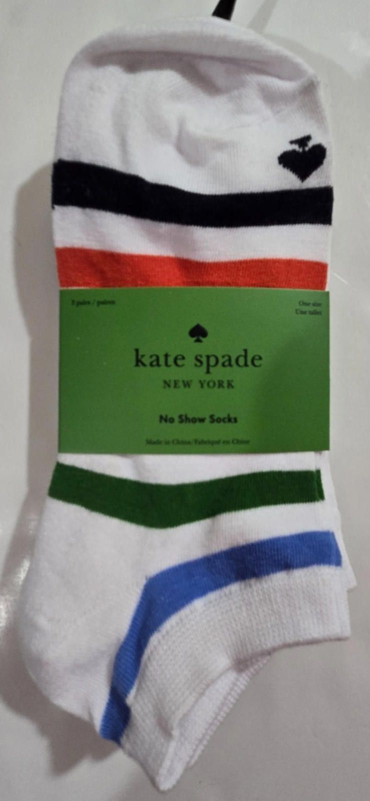 Designer Kate Spade No Show Socks Multi Striped Solid 3 pack NWT Size ONE SIZE - 1 Thumbnail