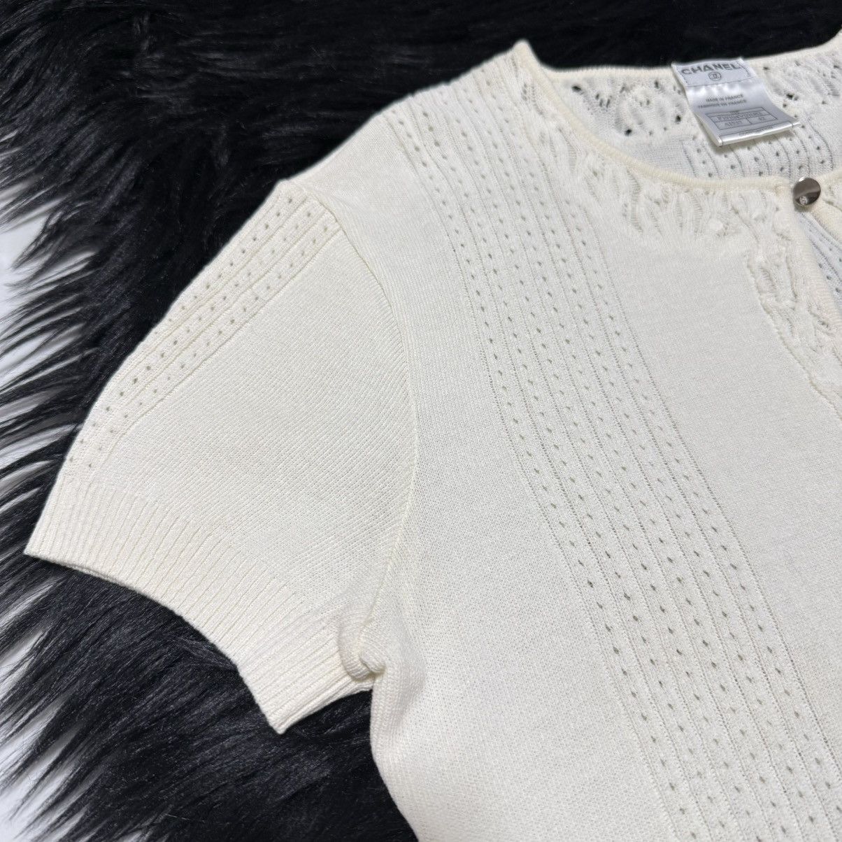 Chanel Chanel COCO button short sleeve knit sweater 42 off-white Size M / US 6-8 / IT 42-44 - 8 Thumbnail