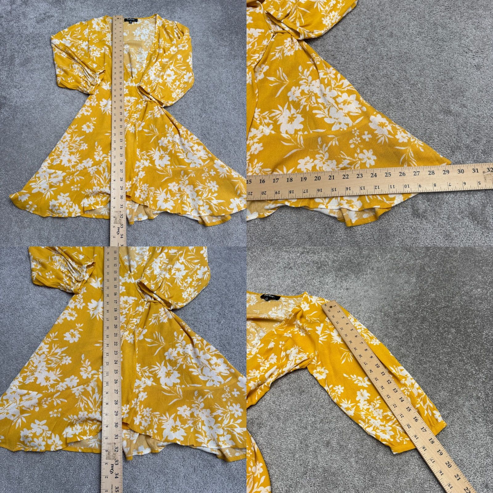 Lulus Lulus Mini Wrapped Ruffle Sun Dress Womens XS Yellow Floral Long Sleeve Dress Size XS / US 0-2 / IT 36-38 - 8 Thumbnail