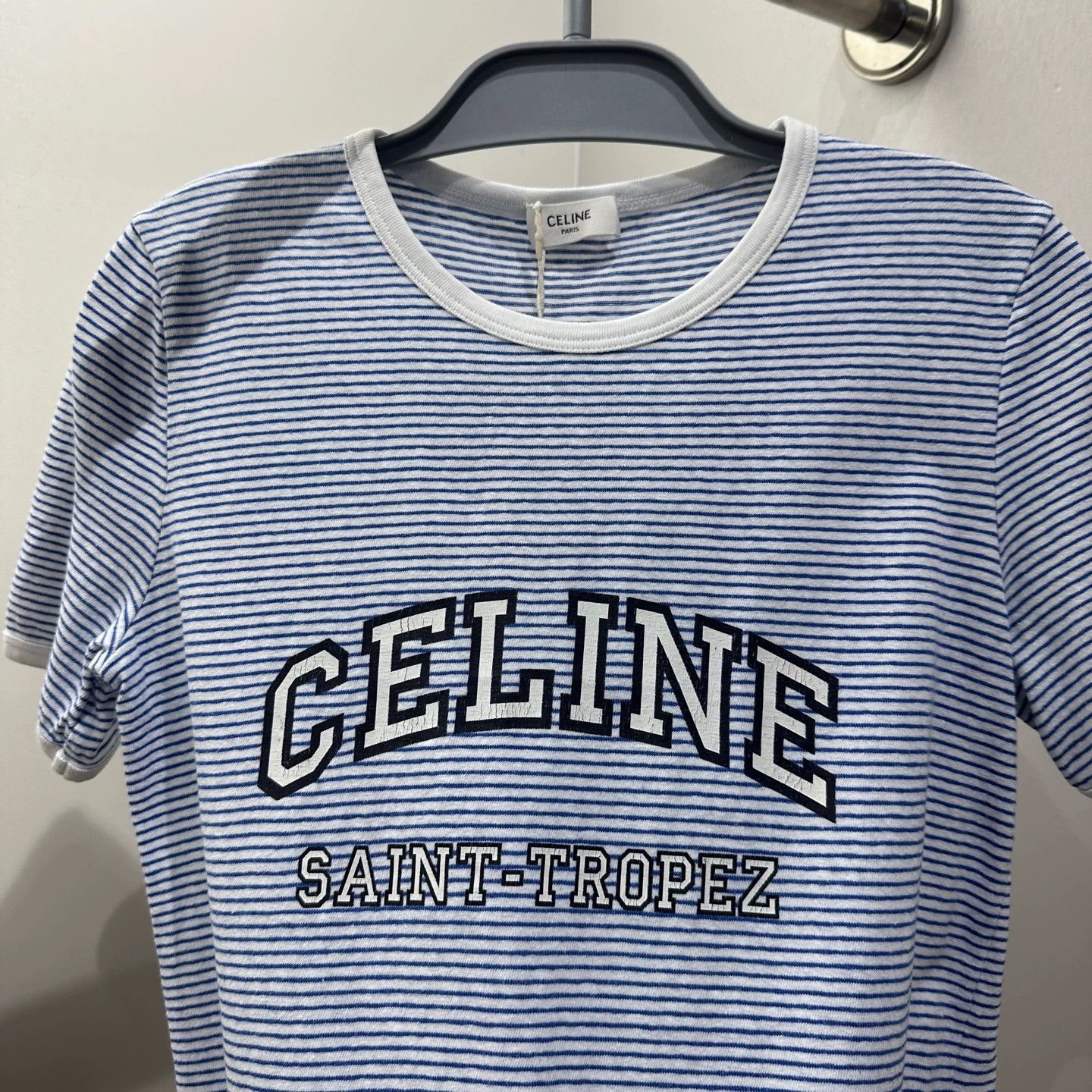 Celine Celine stripe logo colorblocked short sleeve Tee XS Size XS / US 0-2 / IT 36-38 - 6 Thumbnail