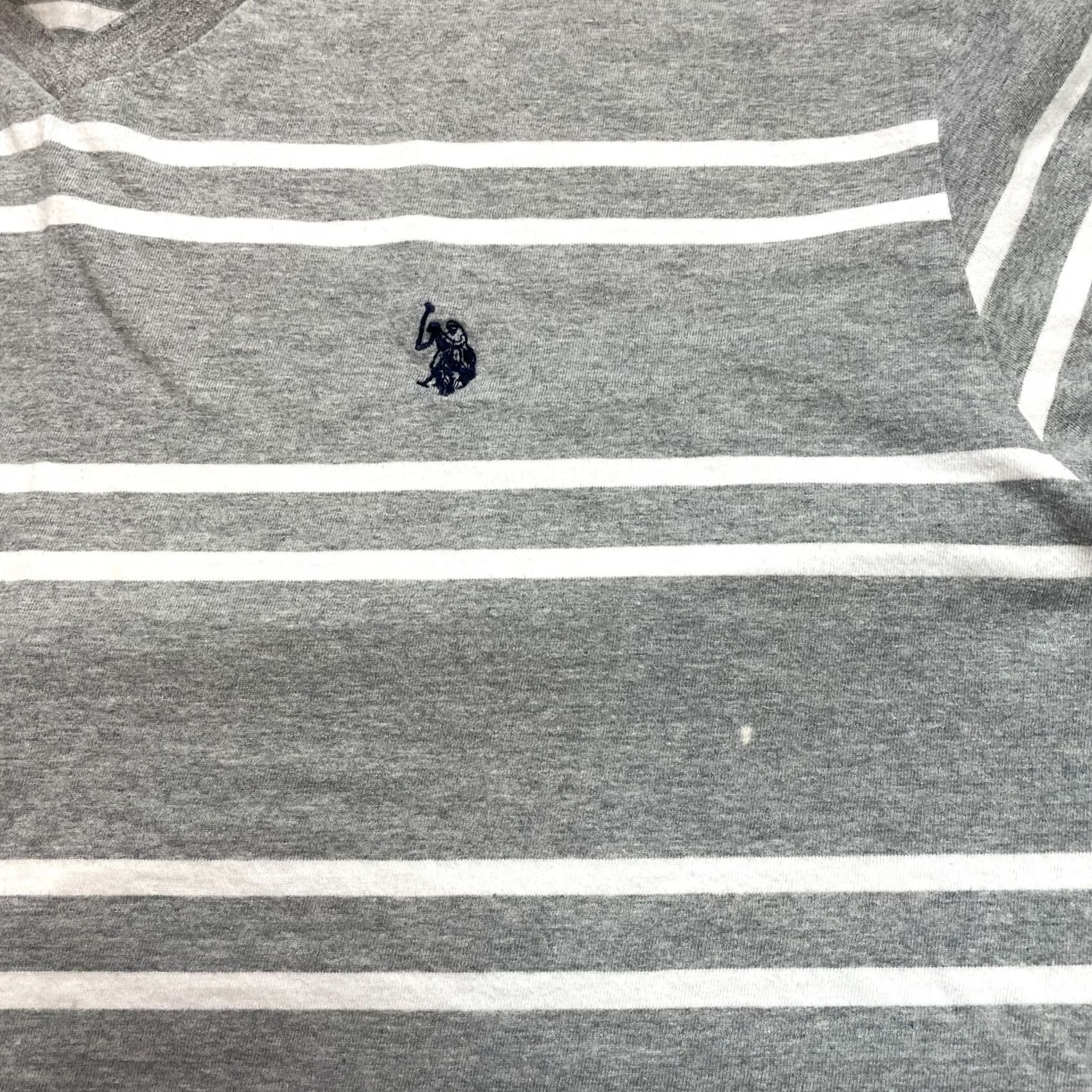 Vintage US Polo Assn. Shirt Mens 2XL Gray Striped Short Sleeve V Neck Cotton Logo T-Shirt Size US XXL / EU 58 / 5 - 5 Thumbnail