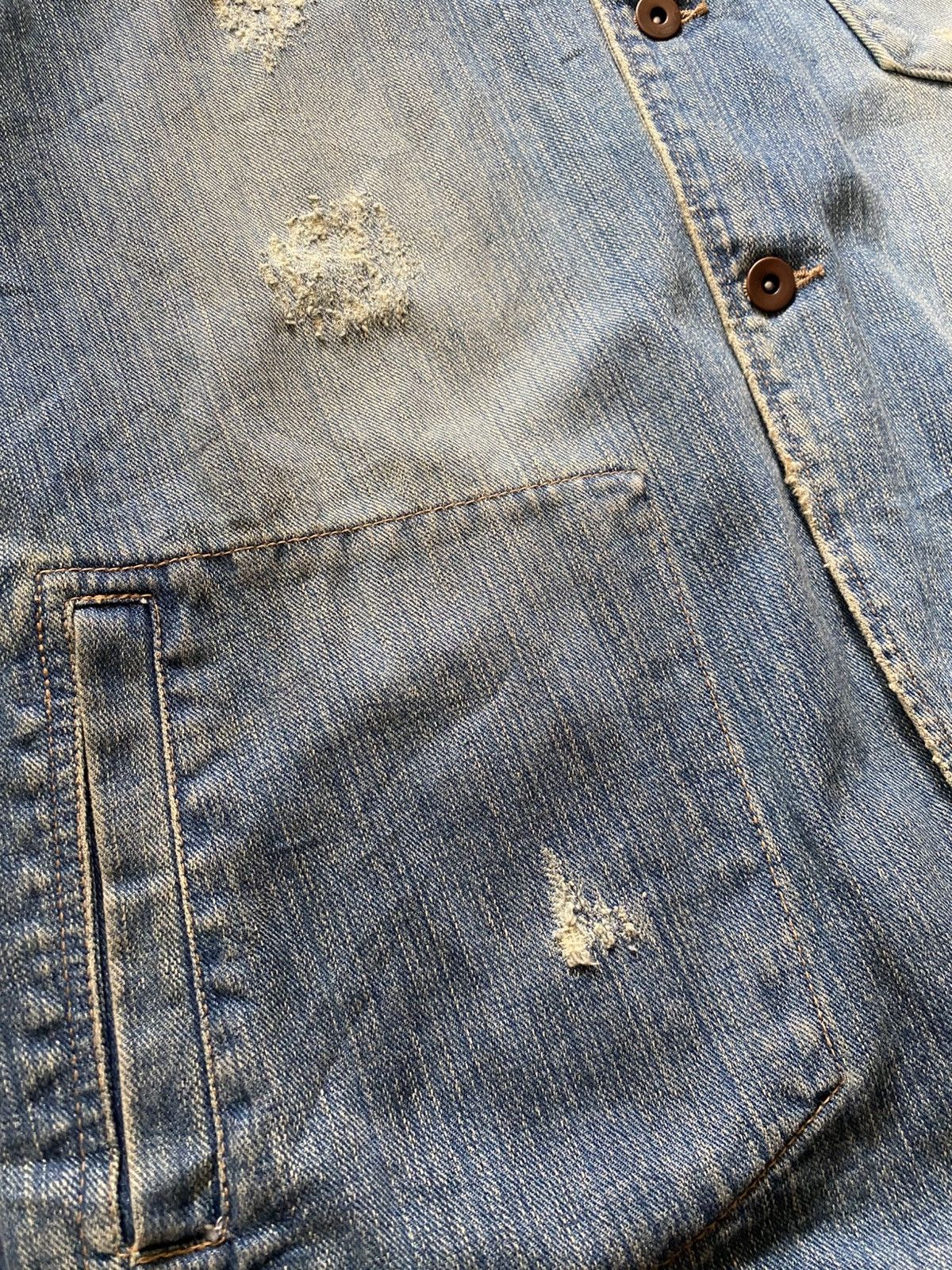Japanese Brand Japan Distressed Sun Faded Denim Jacket Kapital Style Size US M / EU 48-50 / 2 - 2 Thumbnail