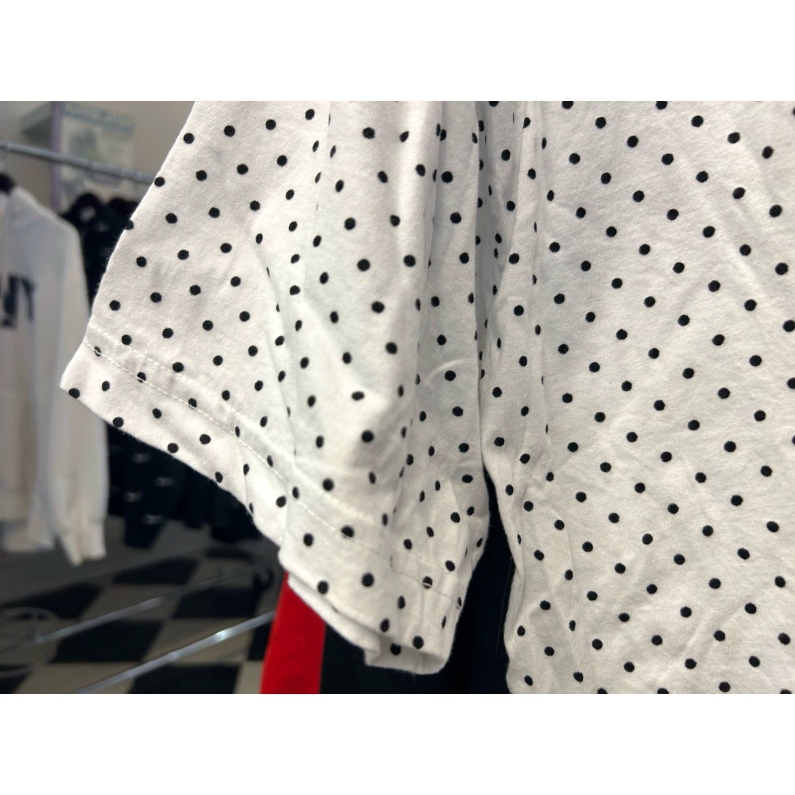 American Apparel OG american apparel tall tee mens L t-shirt White polka dot USA 2010s Crew Neck 100% cotton Shirt Mens Long 31” 22” 8" sleeves Size US L / EU 52-54 / 3 - 2 Thumbnail