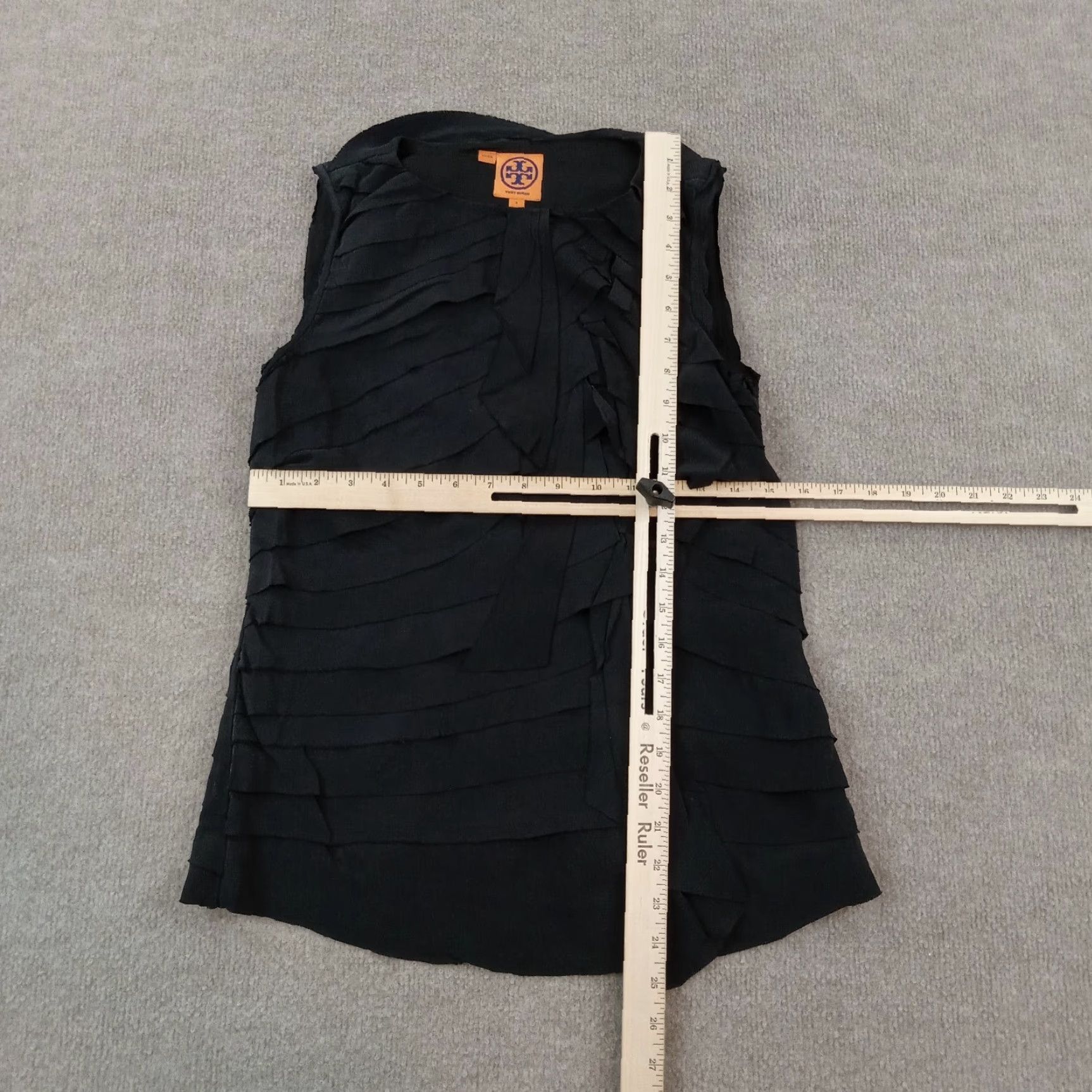 Tory Burch Womens Tory Burch Black Silk Top Extra Large XL Sleeveless Ruffles Crew Neck Casual Size XS / US 0-2 / IT 36-38 - 2 Thumbnail