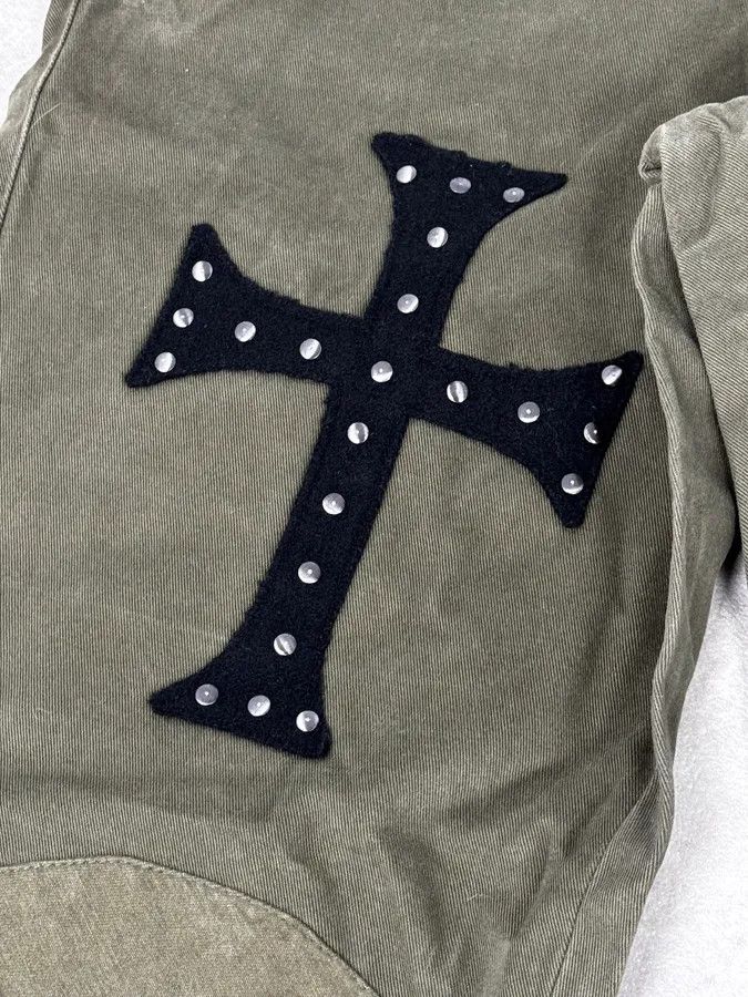 Daniele Alessandrini Daniele Alessandrini Green Cross Patch Flare Pants Size US 30 / EU 46 - 8 Thumbnail