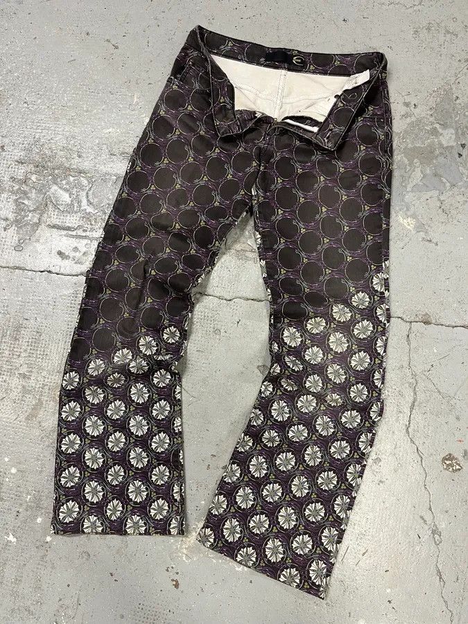 Just Cavalli 2000s Cavalli Purple Flowers Two Tone Pants Size 25" / US 0 / IT 36 - 6 Thumbnail