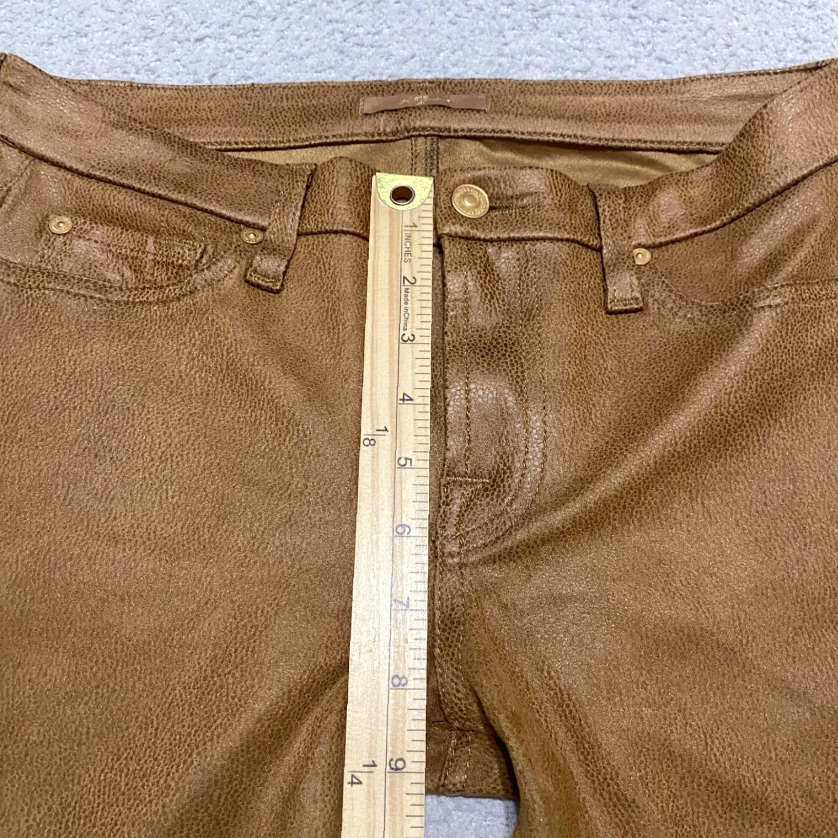 7 For All Mankind 7 For All Mankind Womens Jeans Skinny Mid Rise Brown Faux Leather 28 Size 28" / US 6 / IT 42 - 4 Thumbnail