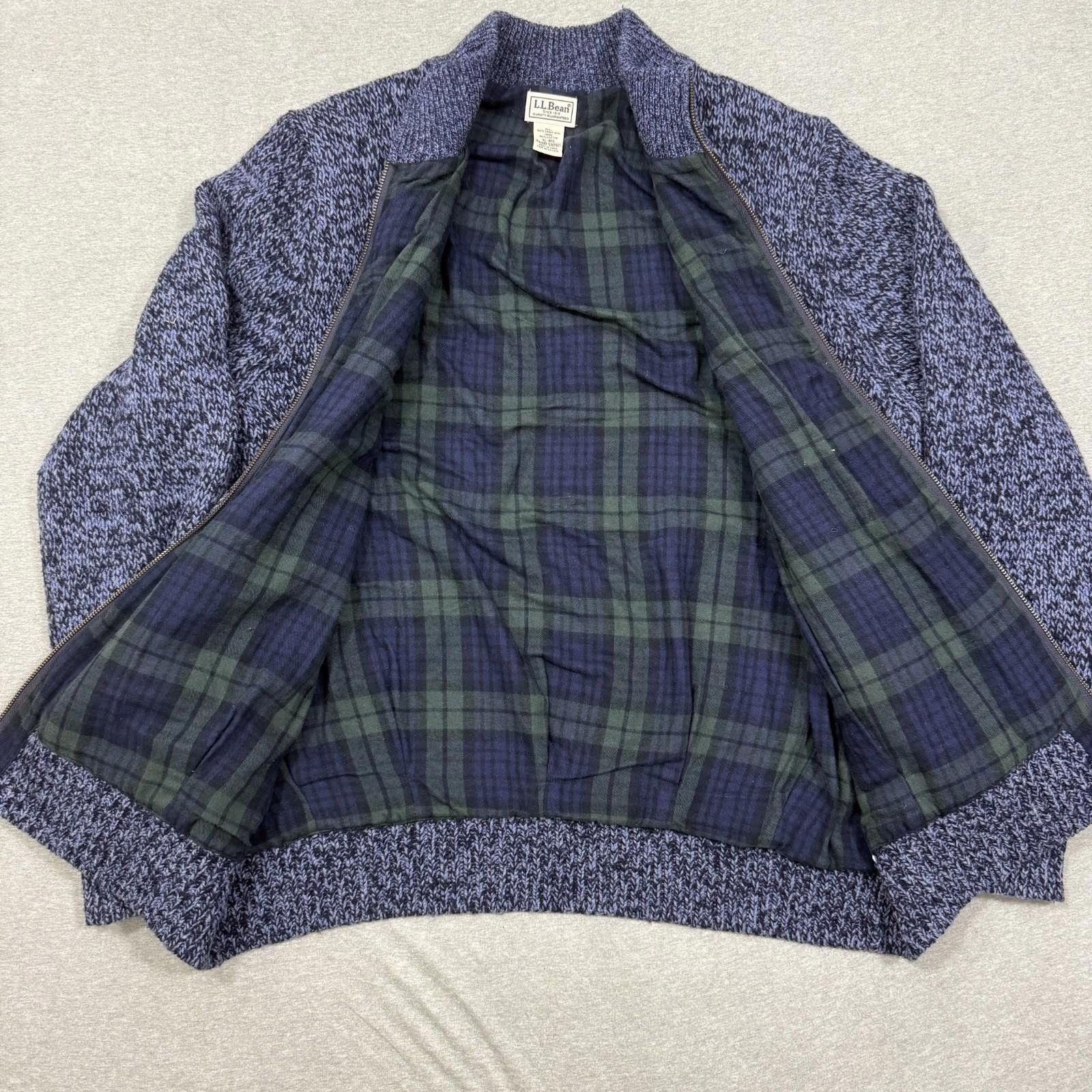 L.L. Bean LL Bean Sweater Jacket Mens XL Plaid Lined Lambs Wool Zip Size US XL / EU 56 / 4 - 5 Thumbnail